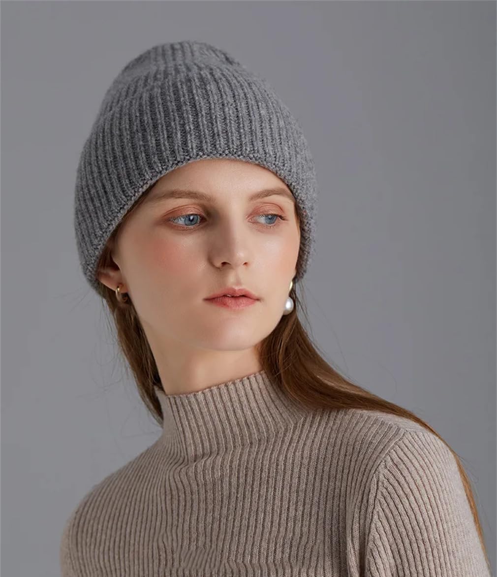 Gorro de lana de invierno para mujer y hombre, gorro de esquí de punto de color liso