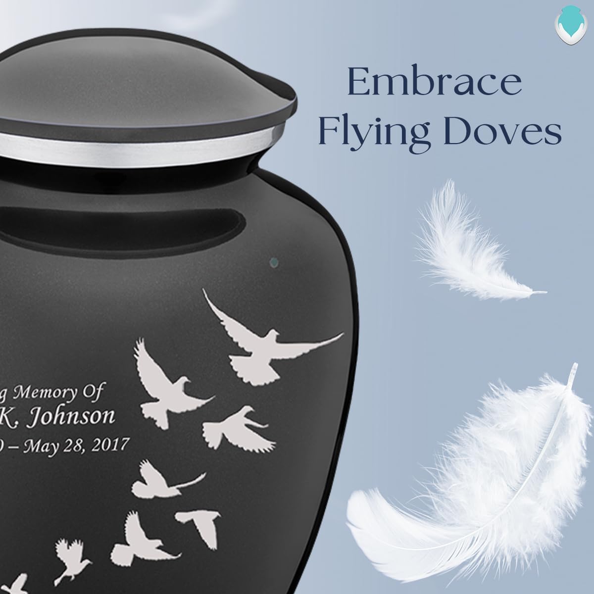 Geturns Embrace Adult Personalized Doves Cremation Urns for Human Ashes I Large Charcoal Funeral Urn for Men and Women I 200 lbs