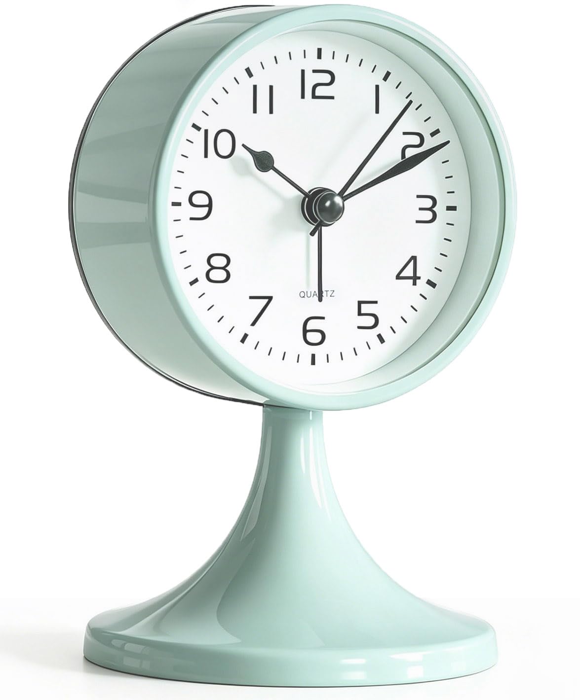 Azxb Alarm Clock, Metal 3 inch Silent Non Ticking Small Clock with Night Light, Battery Operated, Desk Analog Clock for Bedrooms Decoration, Old Fashioned Style Clock for Bedside, Adult, Gift
