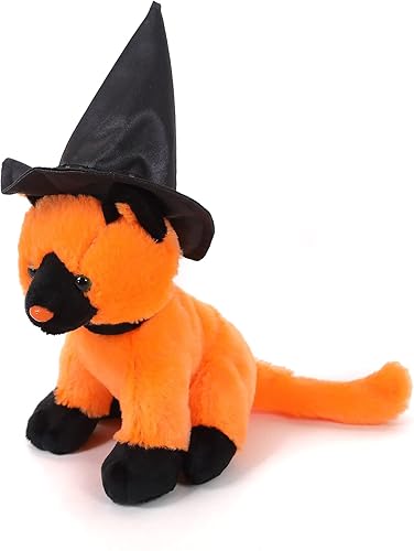 Miniatura 2 de Plushland Peluche de gato bruja naranja de Halloween, juguetes suaves para niños, 7 pulgadas