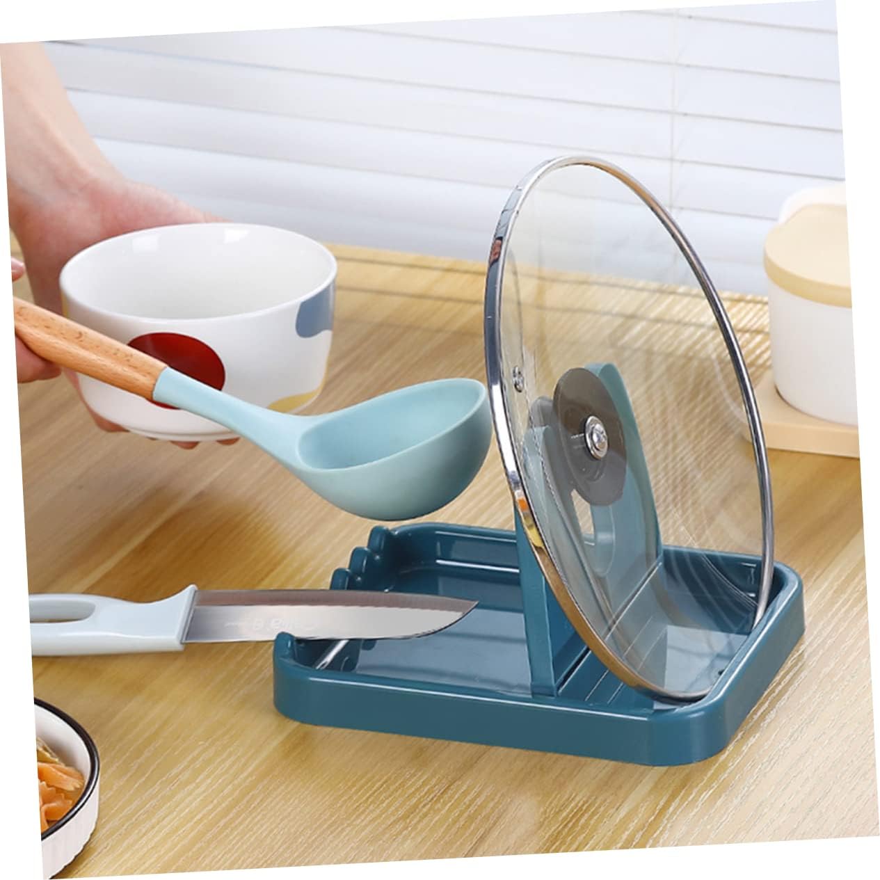 3Pcs Plastic Pot Lid Rack Foldable Pan Lid Holder for Kitchen Organization Pot Storage Shelf Utensils and Rest Cover Holder