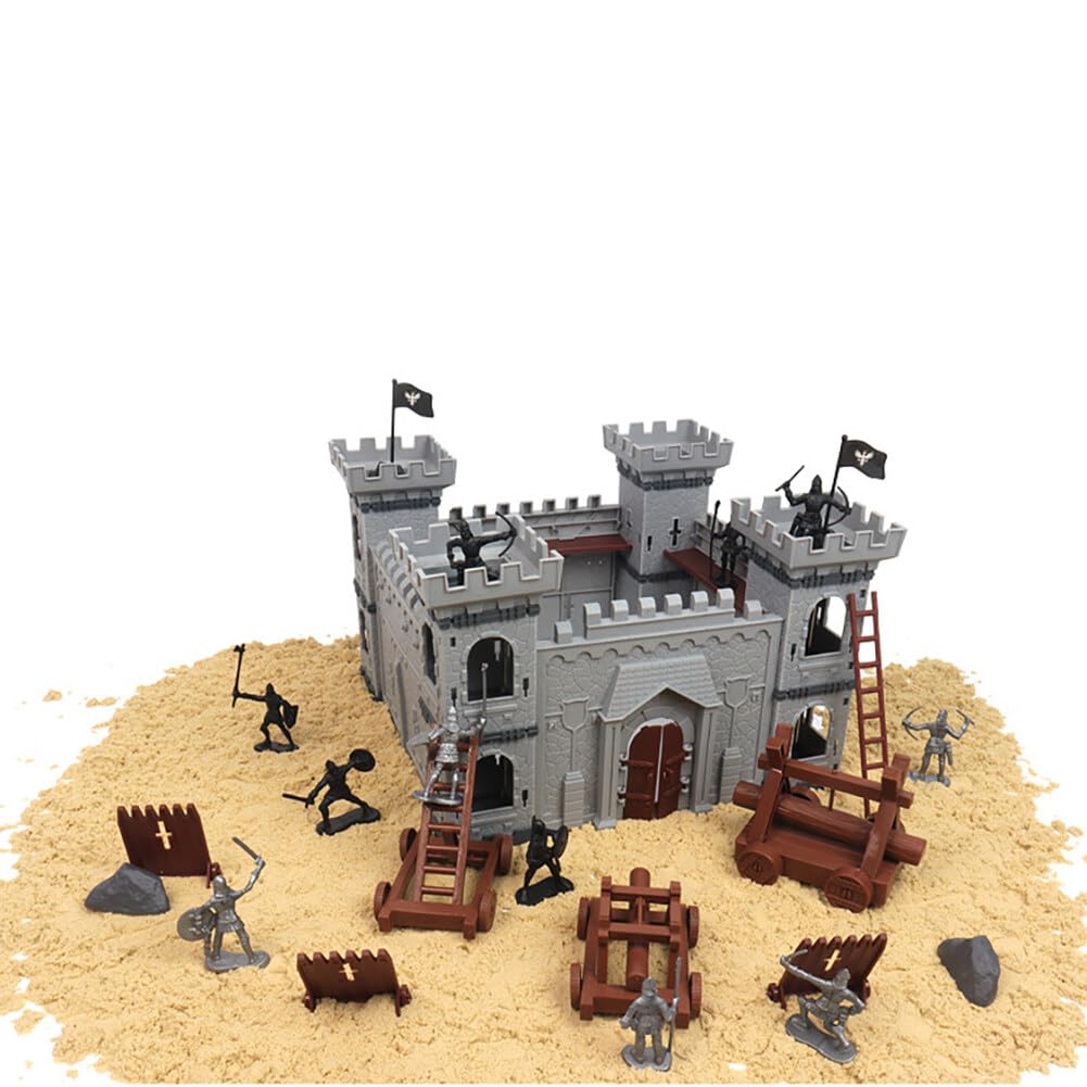 Uposao Conjunto de Juegos de Guerras Antiguas, Juego de Juguetes del Castillo Medieval, Caballeros, Figuras de Acción, Accesorios de Construcción, Modelo de Castillo de Juguete, Soldados