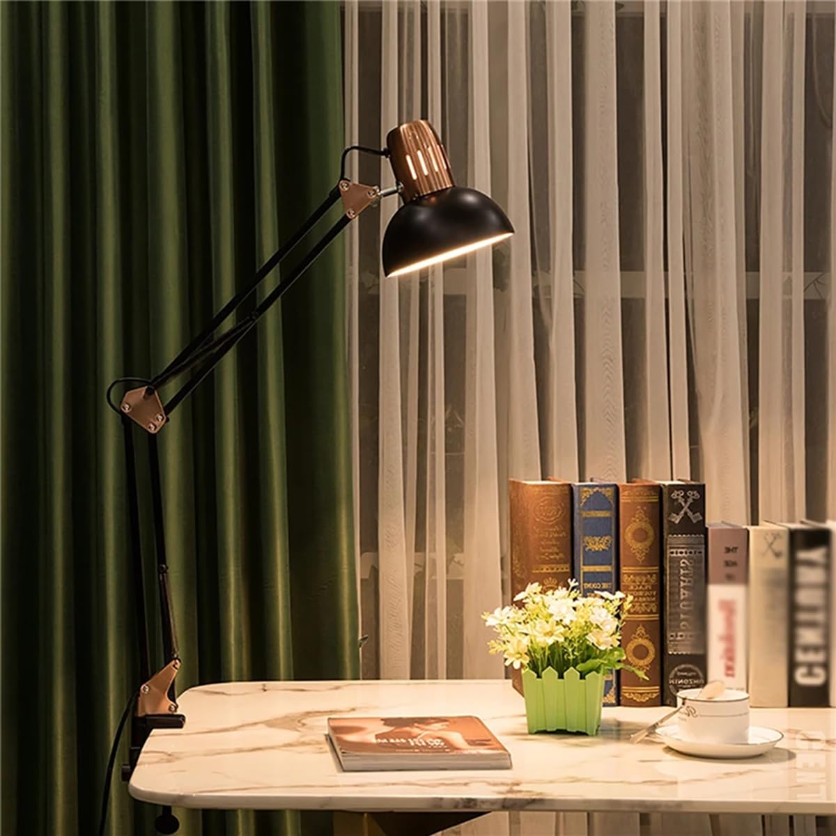 LED Lampe de Bureau, Lamp de Table, Lampe avec Pince d'architecte, USB Lampe Lecture pour Chambre Livre, Deco Bureau (noir)