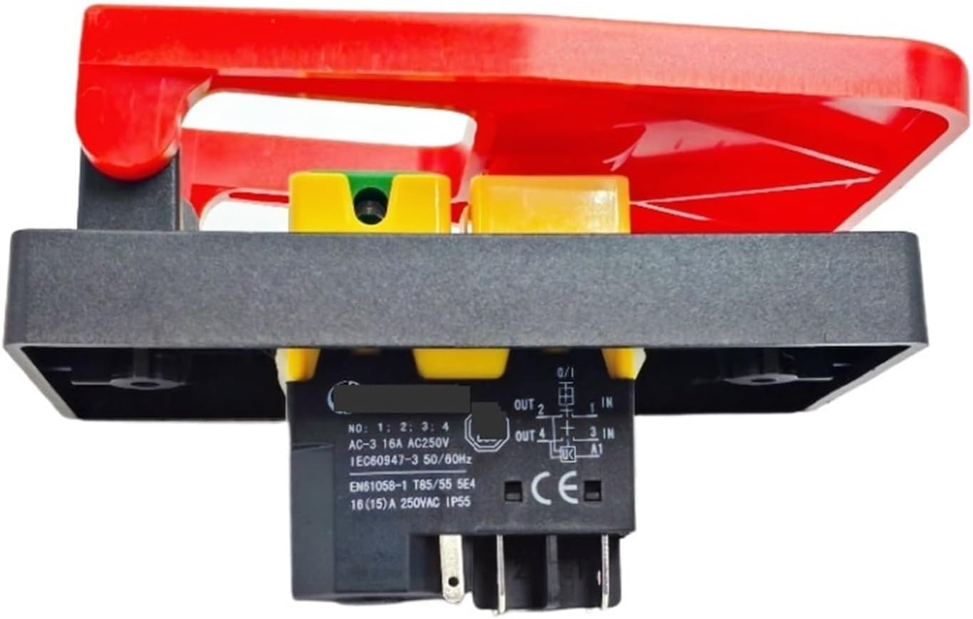 1pc Emergency Stop Power Button Switch with Cover - 16A Off-On Electromagnetic Start and Power-Off Protection(5 Pins)