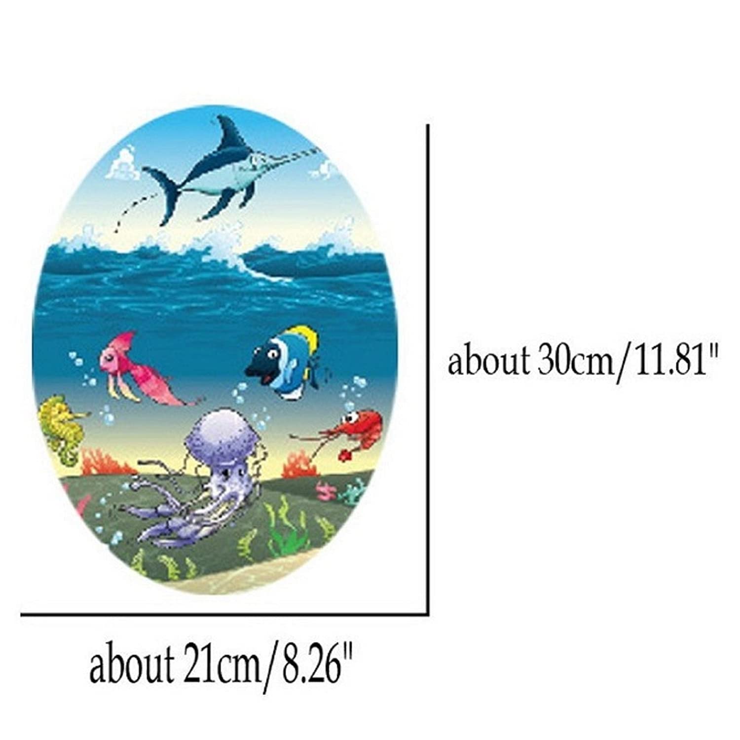 JAAMSO ROYALS Multicolour Sea Creature Toilet & Bathroom Vinyl Peel and Stick Wall Sticker (21 CM X 30 CM) 4