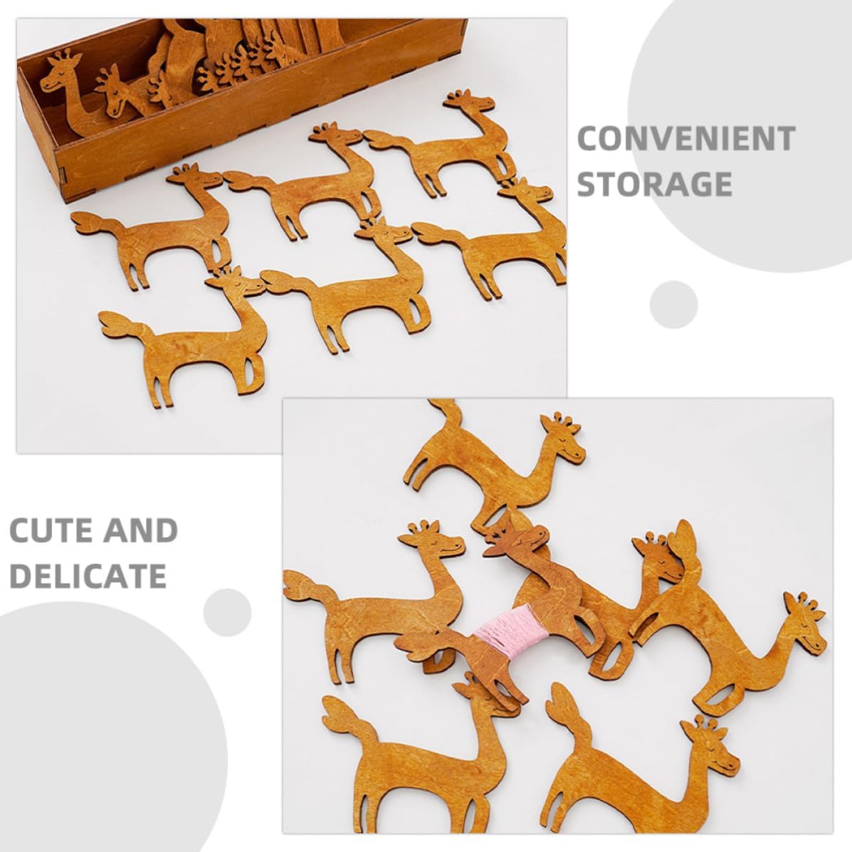 Tofficu 15pcs Wooden Deer Shape Thread Spool Holder Set for Embroidery and Sewing, Strong Material with Convenient Storage, for Organizing and Holding Yarn and Ribbon