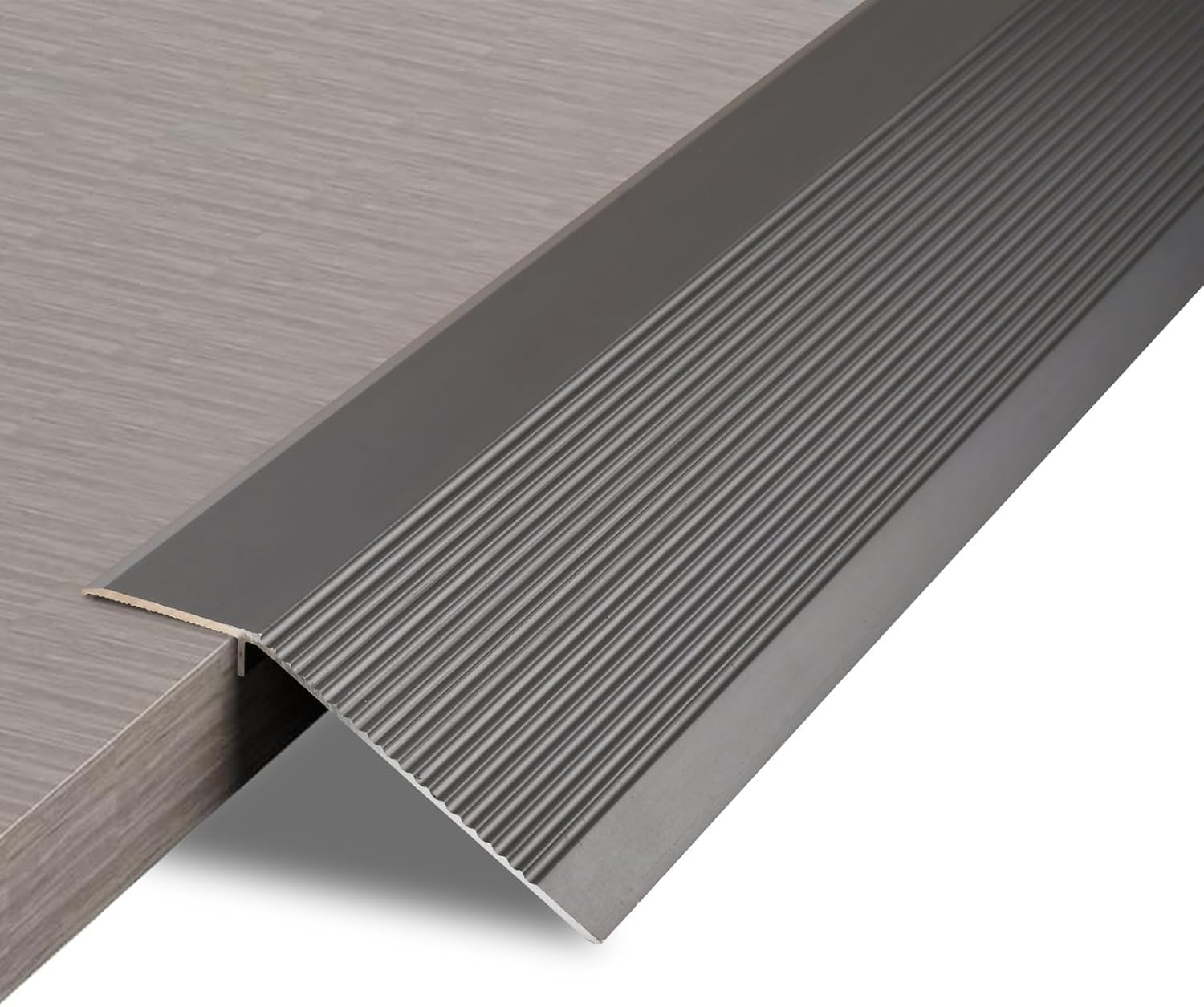 1M Aluminum Floor Transition Strip Door Bar,Metal Floor Bar for Doorways Threshold Ramp Tile Laminate Planks,Bridge The Height is 30mm(Grey,10cm)