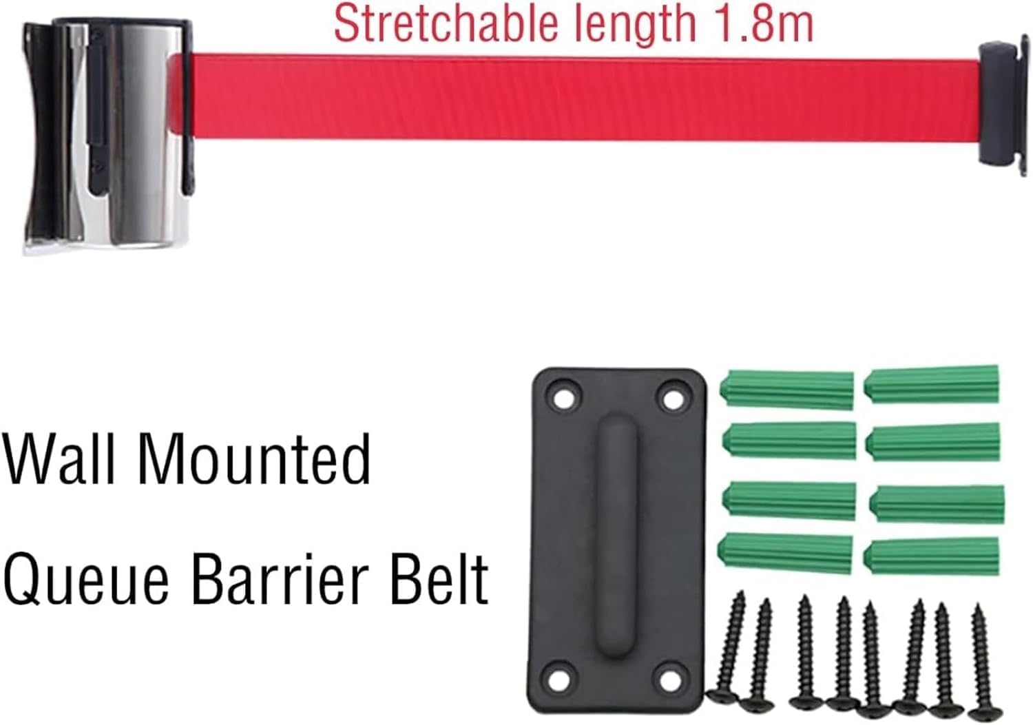 KEuLen Cintura Retrattile per Montaggio a Parete, Nastro for Code telescopico in Acciaio Inossidabile, Adatto for Sale espositive e stazioni(200cm)
