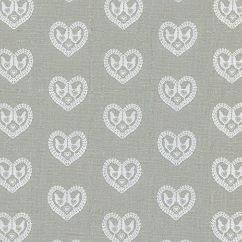 Textiles français Pearl Light Grey & White Fabric (Chickens In Love) mini design fabric | French 100% cotton fabric - 140 cm / 55 inches wide | Per half metre length increment* Cover