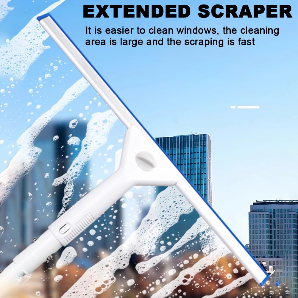 Limpiaparabrisas Alto para Interior Y Exterior con Poste Extensible De Aleación De Aluminio Y Raspador De 35 Cm, Paño De Limpieza Reemplazable,Pole Length 5.01m