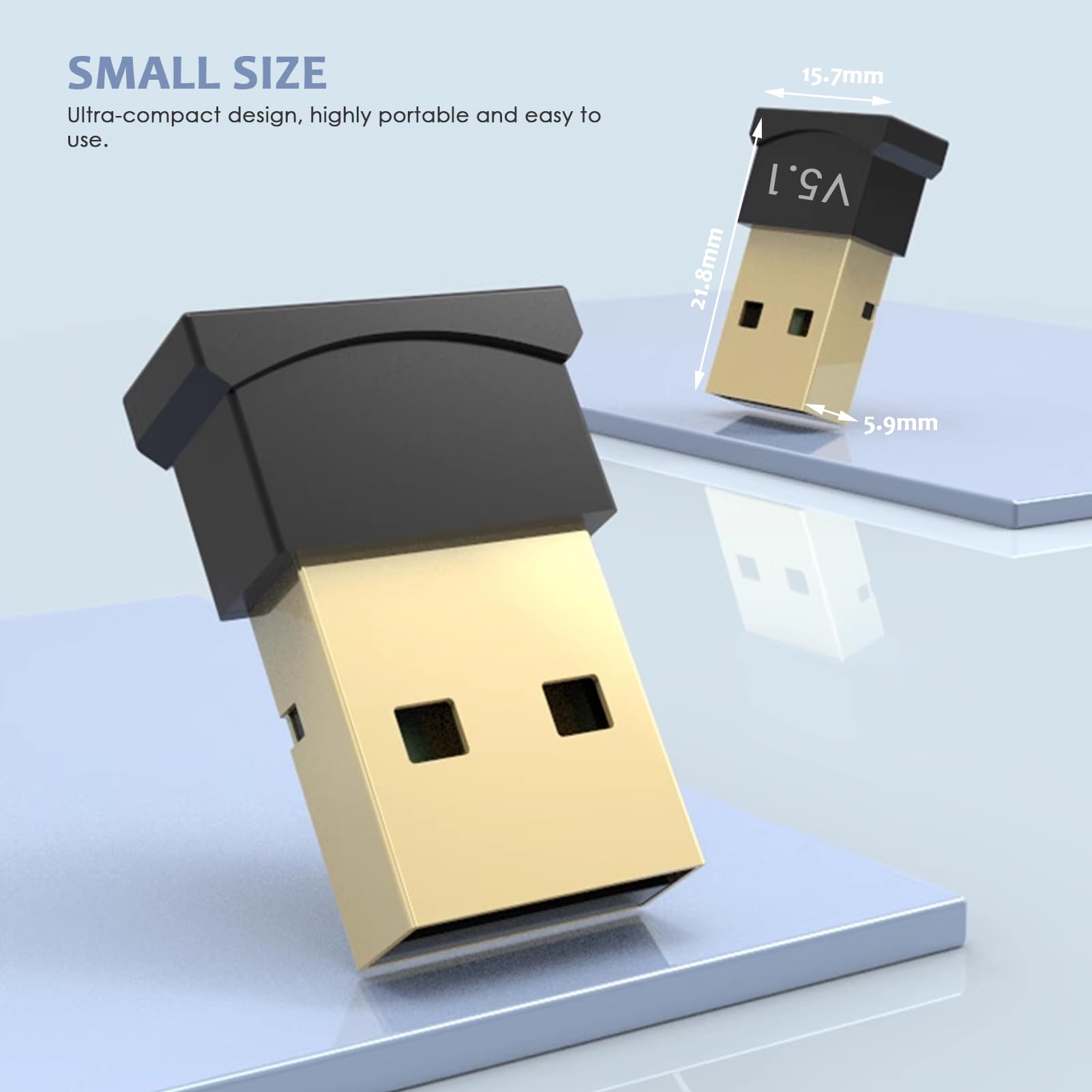 Adattatore Bluetooth USB per 11/10/8.1/7, Linux, Ricevitore Dongle Bluetooth V5.1, Senza Driver, Desktop, per PC Laptop, Mouse, Tastiera