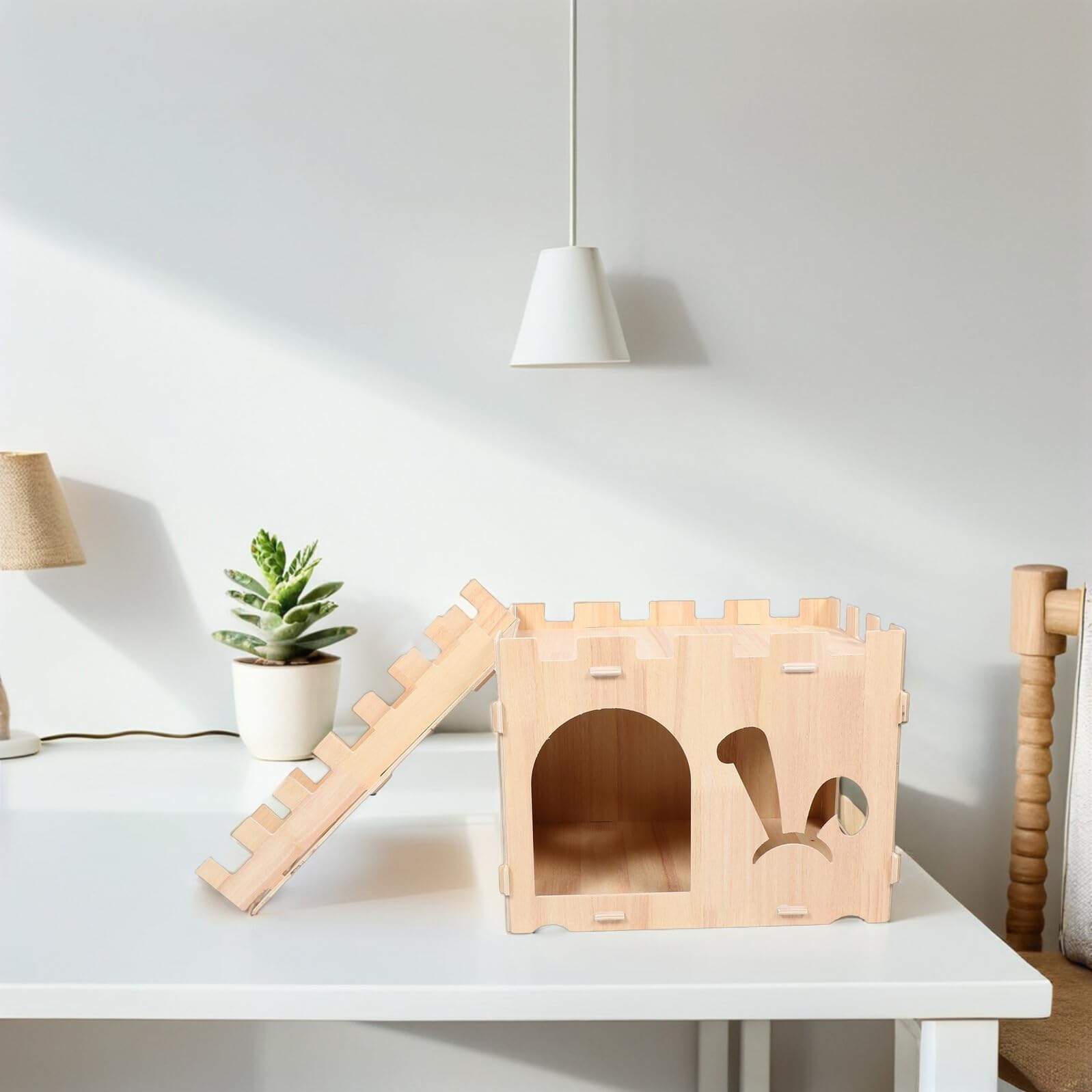 SHINEOFI Casetta Legno per Conigli Rifugio per Piccoli Animali Habitat Naturale per Criceti e Roditori Casetta in Legno per Porcellini Furetti