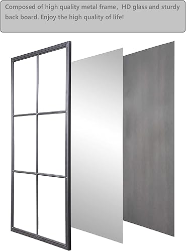 Miniatura 2 de Espejo de pared rectangular alto con marco de metal para sala de estar, tocador de baño o dormitorio, decoración de espejo colgante largo, se cuelga