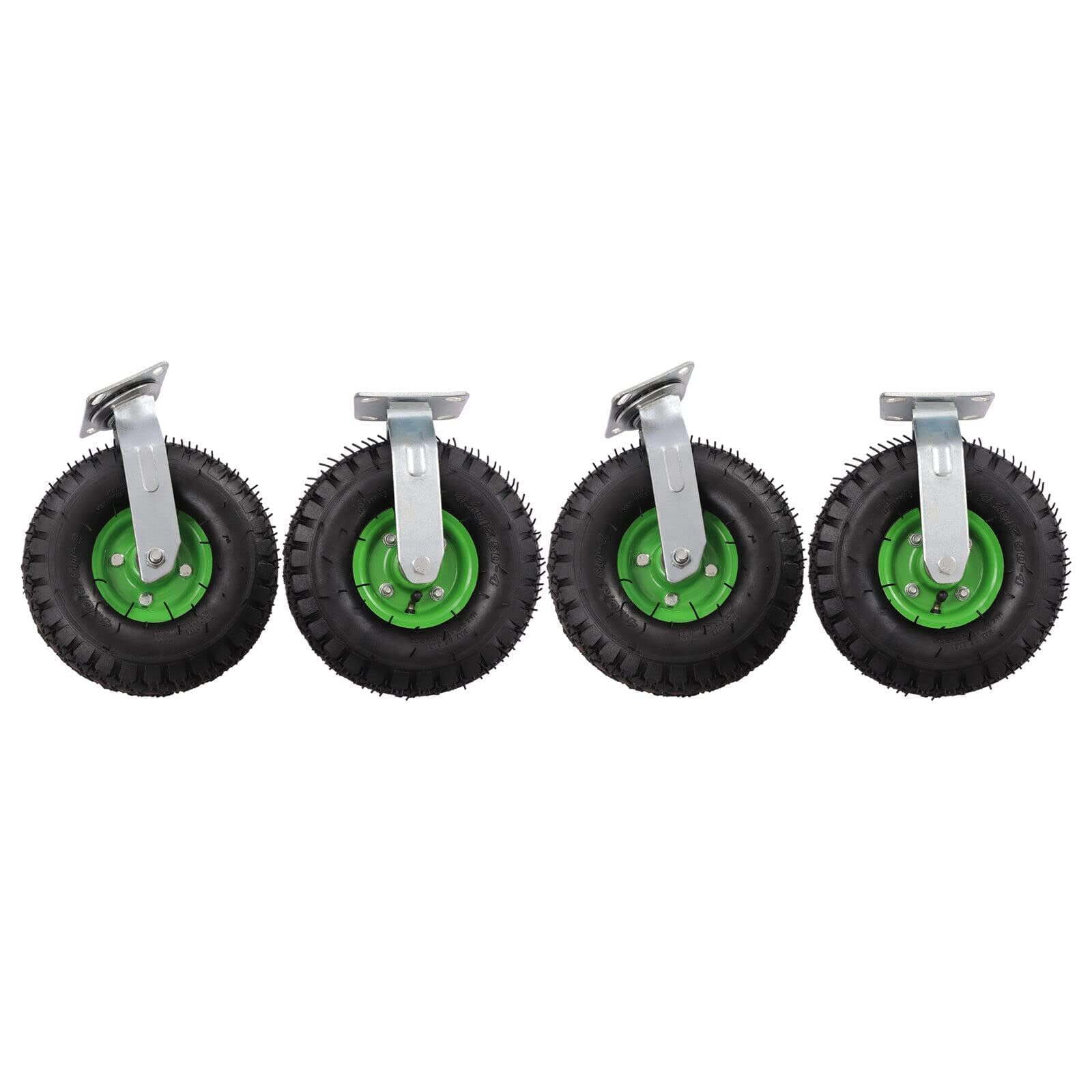 10inch Swivel Pneumatic Casters, Set of 4 Heavy Duty Pneumatic Air Tire Wheel, 2 Universal Wheels and 2 Directional Wheels, 276lbs Plate Mount Industrial Casters for Freight Equipment
