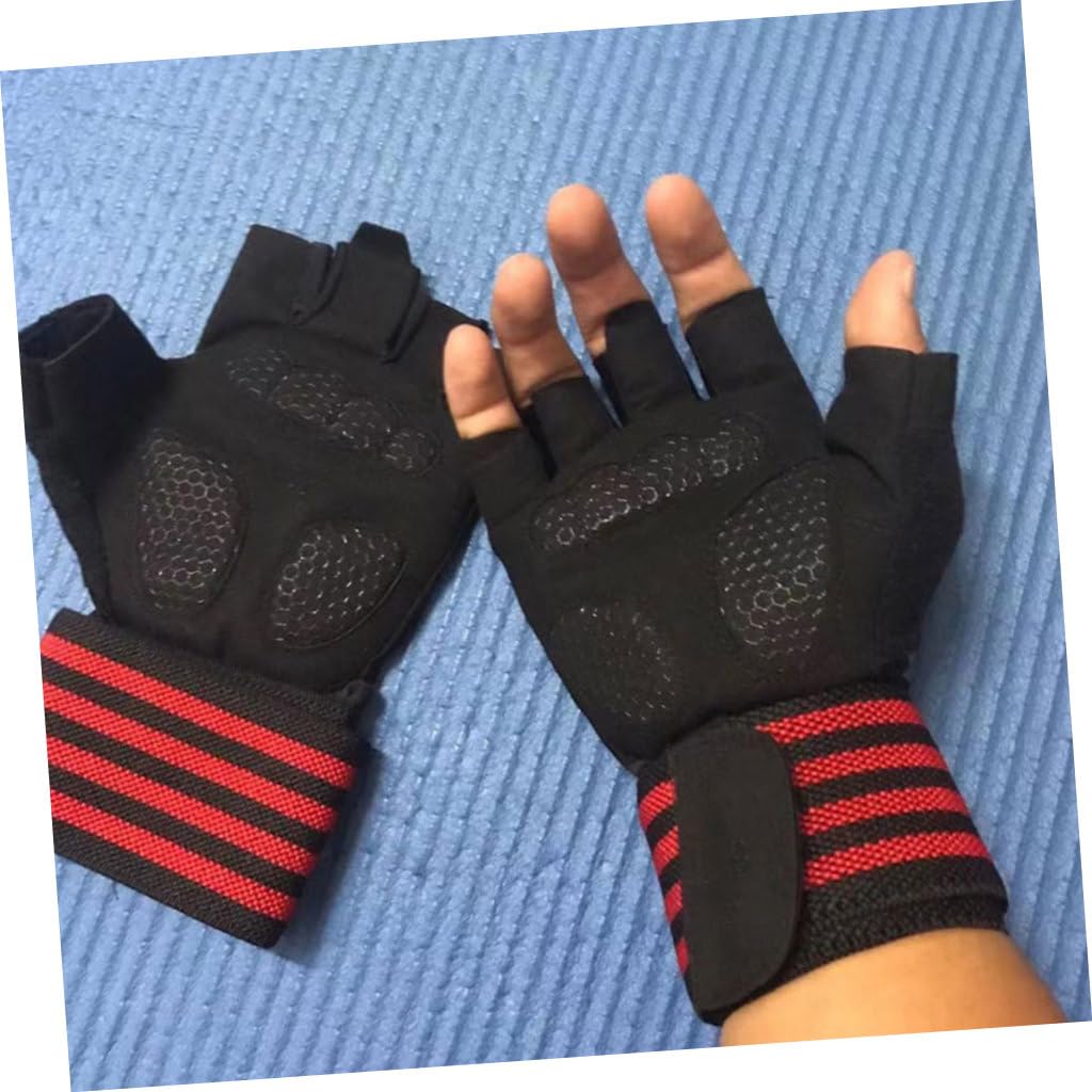 PACKOVE Guanti a Mezze Dita Guanti Da Allenamento Sportivi Antiscivolo Guanto Da Palestra Da Corsa Senza Dita Per Bambini Da Seta Di Ghiaccio Rosso