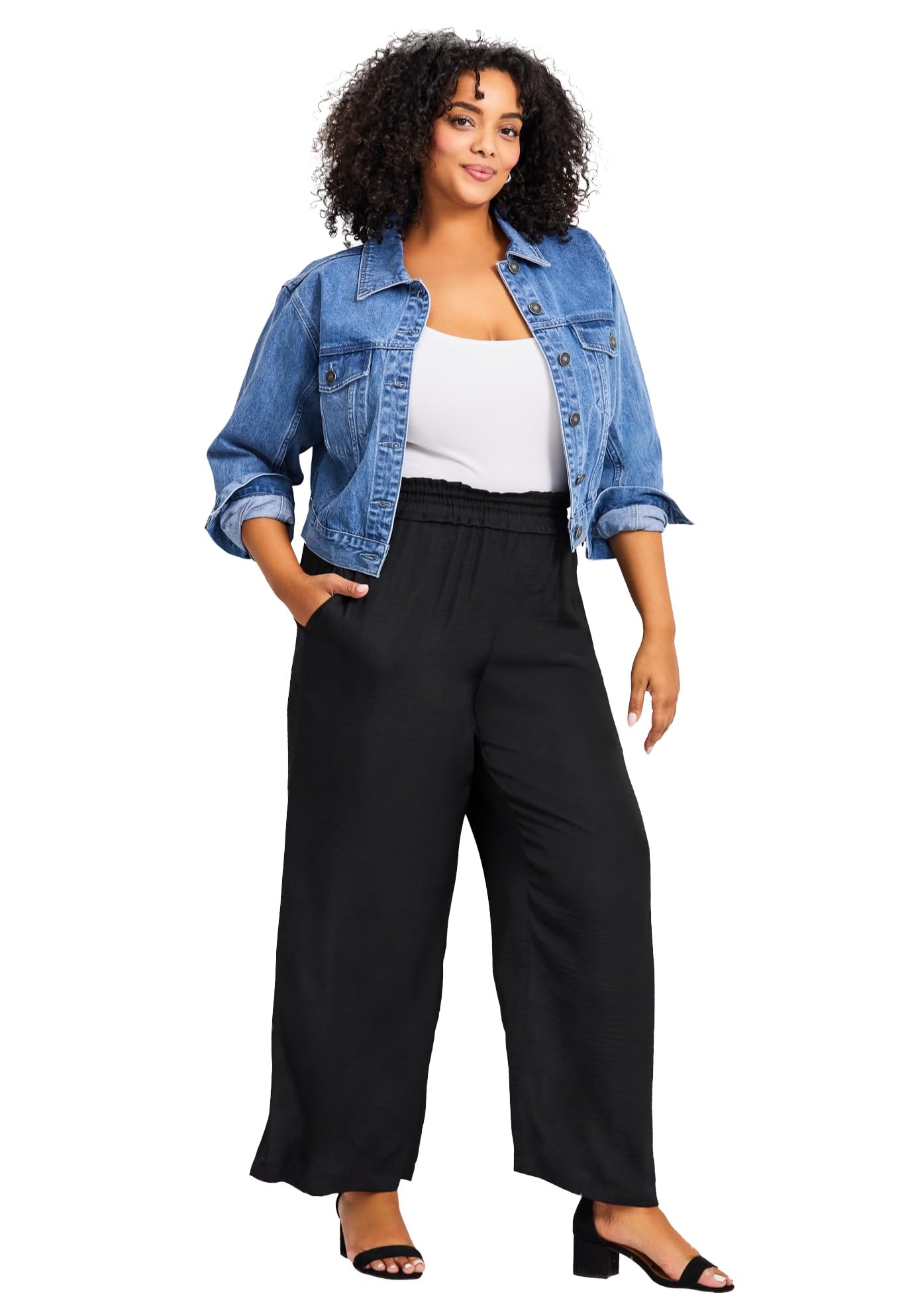 Avenue Womens Plus Size Elly Wide Leg Pull On Pant