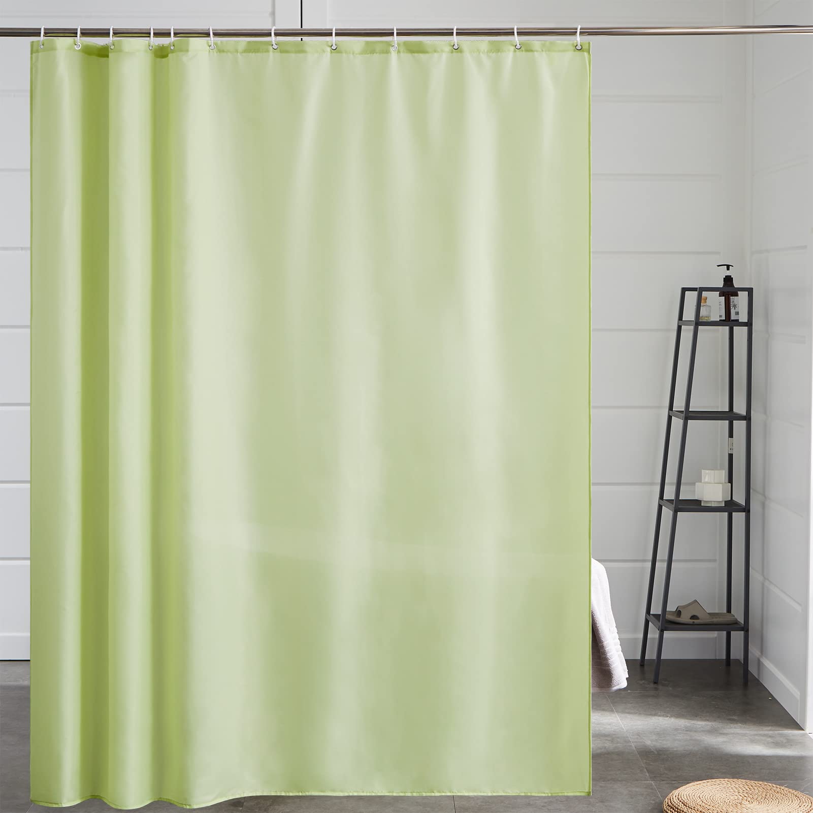 Furlinic Shower Curtain Mould Proof Resistant Wetroom Bathroom Polyester Fabric White 7ft Shower Curtains Liner Waterproof Rustproof Washable Weighted with 12 Hooks Extra Long 180x210cm 72x84. — view 37