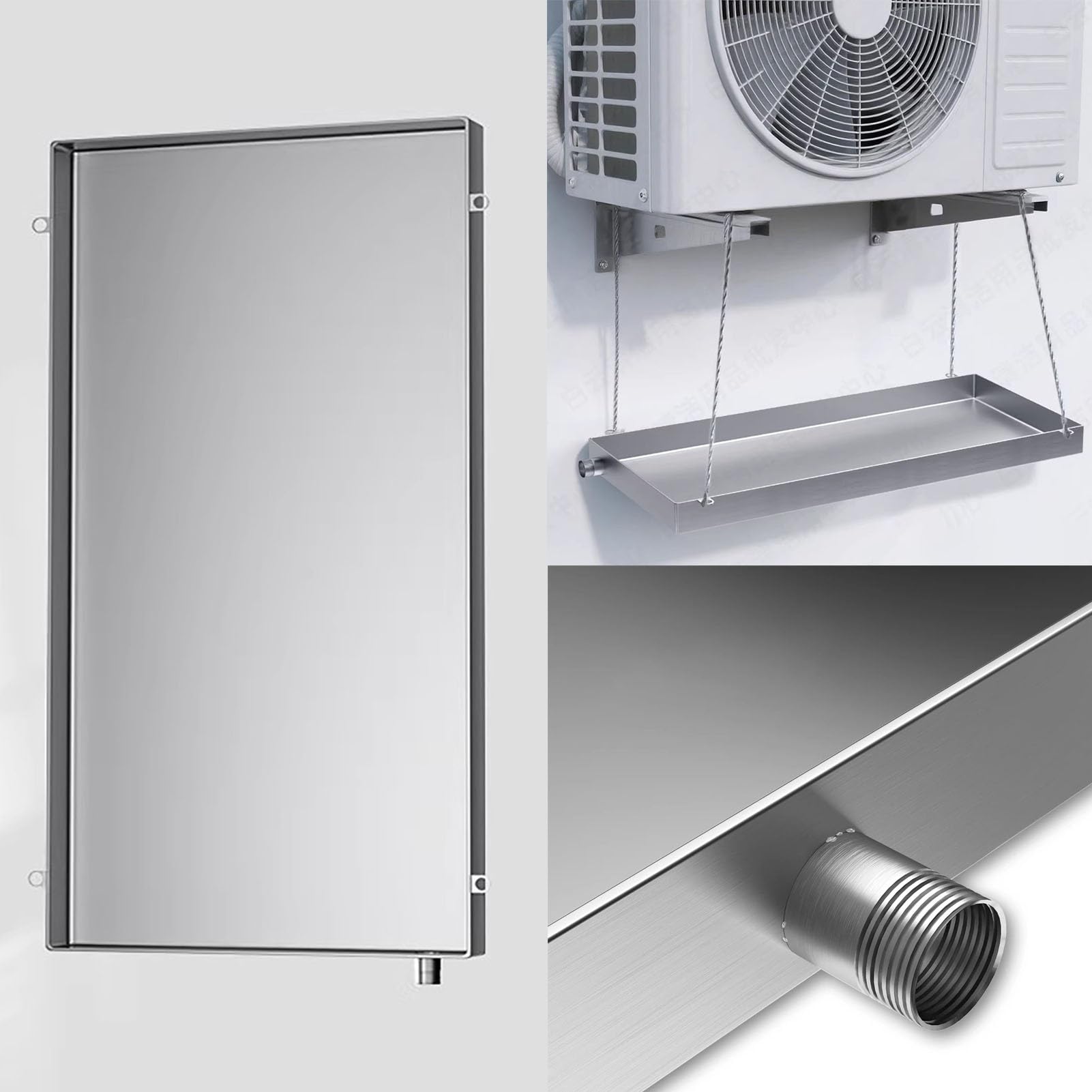 Bac Condensat Pompe a Chaleur Bac de Récupération Universel pour Condensateur Extérieur de Climatiseur, Bac de Récupération des Condensats de 70 75 80 90 100 ou 120 cm(80x60cm(31x24in))
