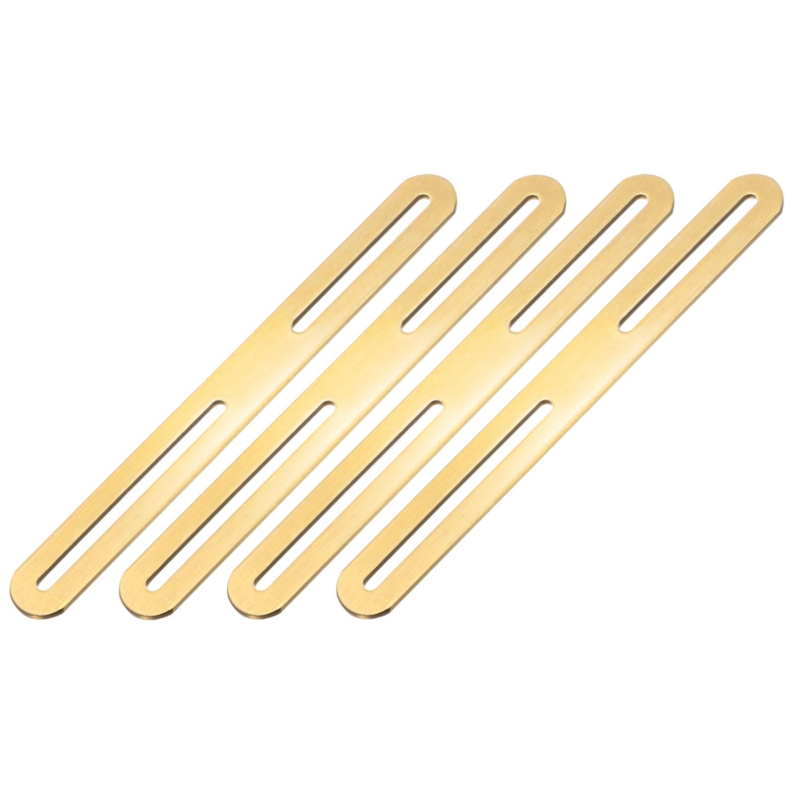 M METERXITY 4-Pack Adjustable Flat Mending Plate Support with Single Slot, 8.27x0.94 Inch Straight Repair Fixing Bracket Connector for Wood Furniture/ Timber PC Case Holder [Gold] — image 1
