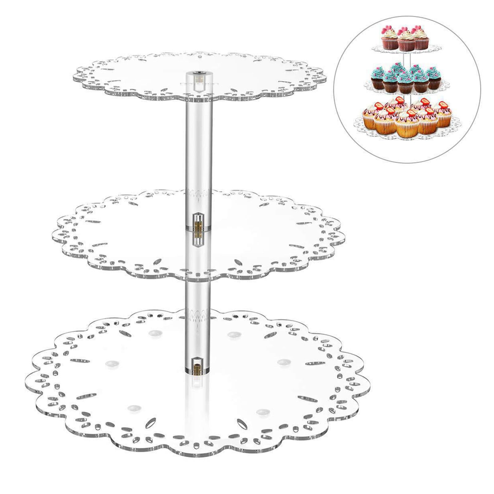 3 soportes para cupcakes, transparentes, para postres, cumpleaños, fiestas, decoración del hogar