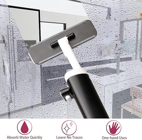 Miniatura 8 de Mini trapeador, mopa portátil pequeña para encimera, con escobilla de goma, para limpieza de encimera, limpieza de cocina y baño, con 2 paños de