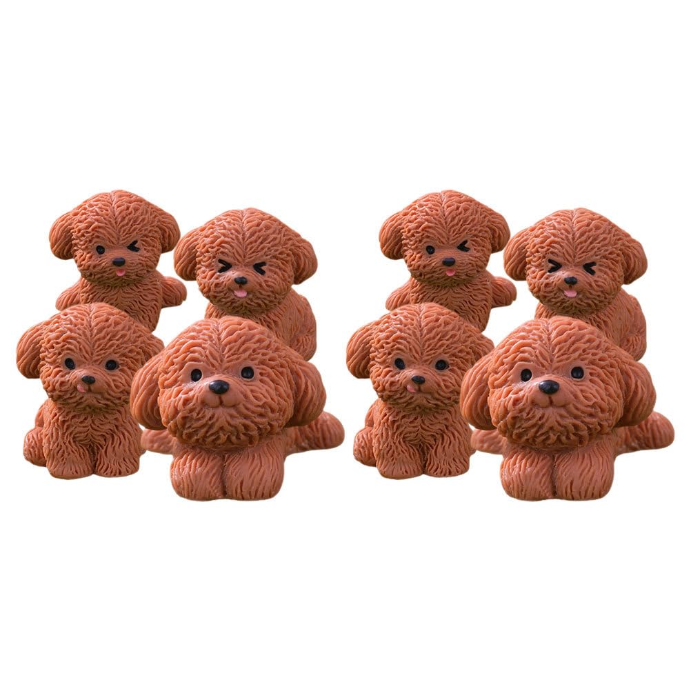 ORFOFE 8pcs Mini Puppy Decoration Resin Figurines 8Pcs Brown Small Dog Ornaments for Garden Indoor Home Decor Presents