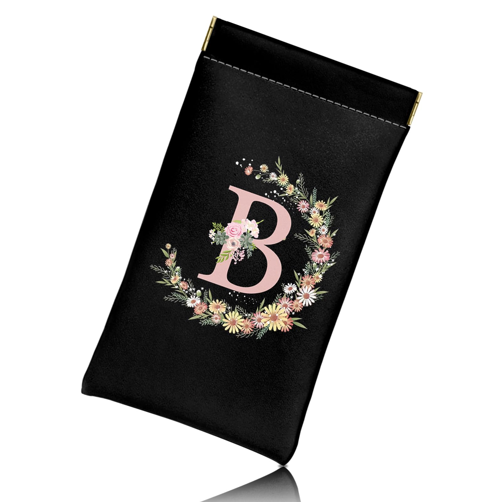 BHAHB Weich Brillenetui mit Anfangs Brief,aus PU-Leder mit Reinigungstuch Für blaue Lichtbrillen Sonnenbrille,niedliches Ästhetik für Frauen und Männer