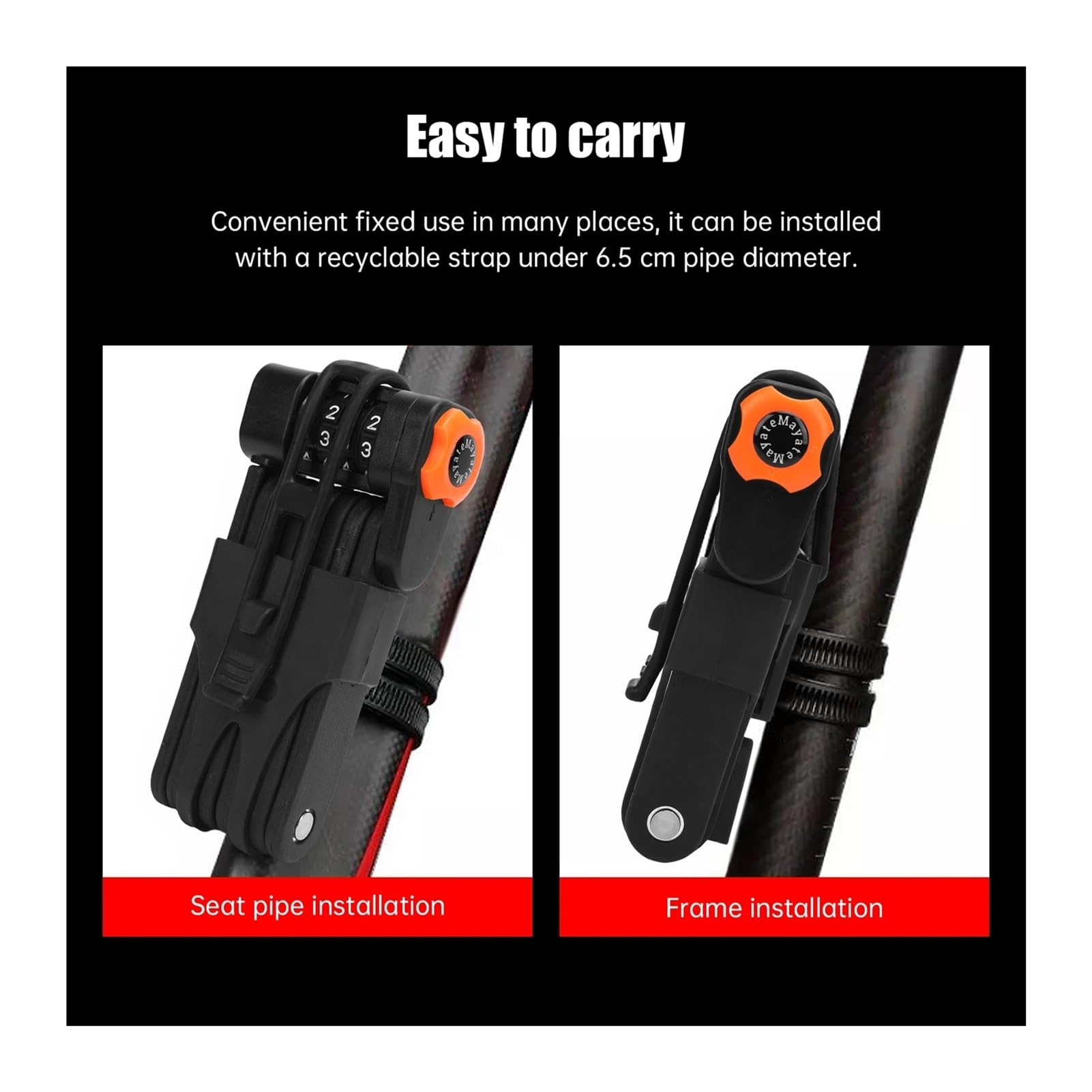 Candado de bicicleta contraseña plegable antirrobo Accesorios montaña fijo for eléctrica Candado para bicicleta