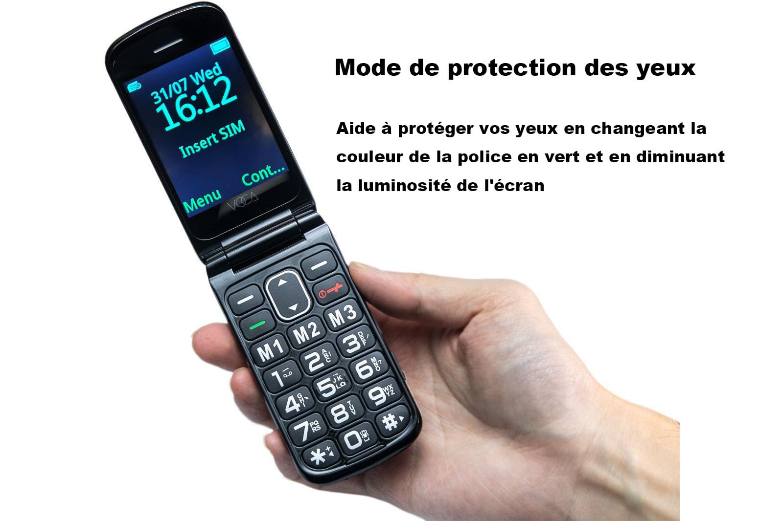 VOCA Telefono Pieghevole con Pulsanti Grandi Anziani | 4G LTE Sbloccato | Volume Alto | Pulsante SOS | Segnalazione rapida | Testo predittivo | Base di Ricarica | V340 (nero)