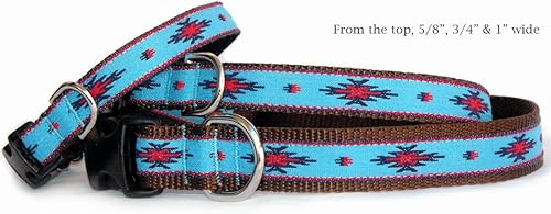 Miniatura 2 de Collar de perro azul turquesa collar de perro de cinta turquesa nativo americano. Collar de perro de diseño de alta calidad hecho a mano con