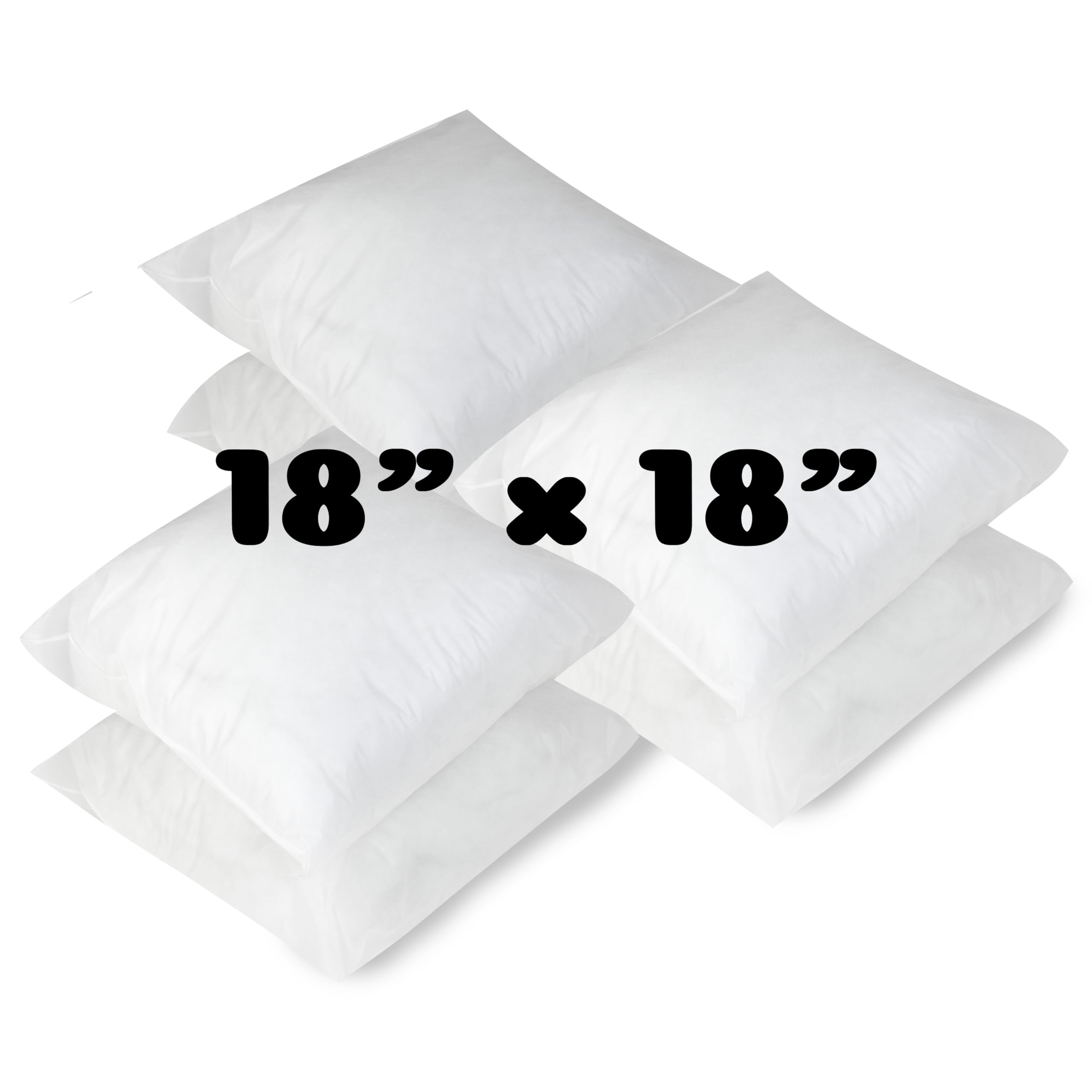 Cushion Inner Inserts Pads Scatters Hypoallergenic Hollowfibre Square Pillows Pack of 6 (18 x 18 Inch)