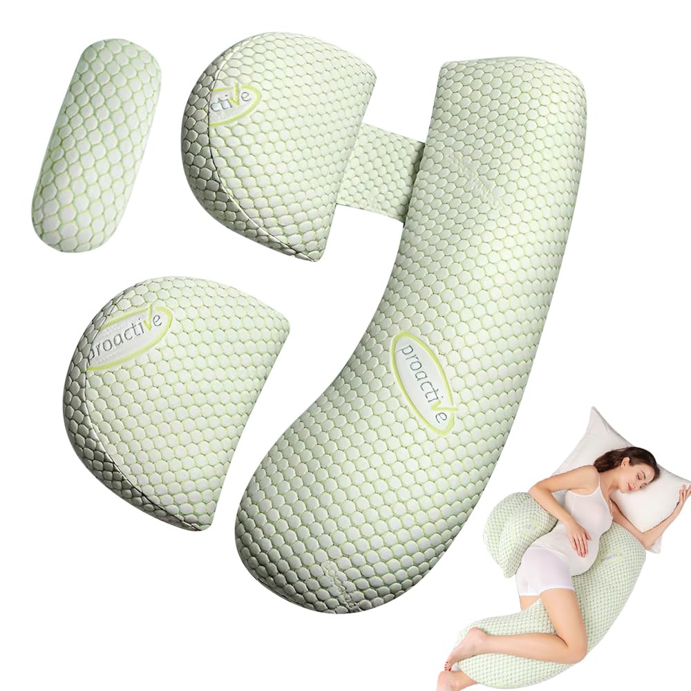 RNPKZ Pregnancy Pillow, Pregnancy Wedge Pillow for Sleeping, Maternity Pillow with Detachable and Adjustable Pillow Cover for Pregnant Women, Support for Hips, Backs, Legs (Green)