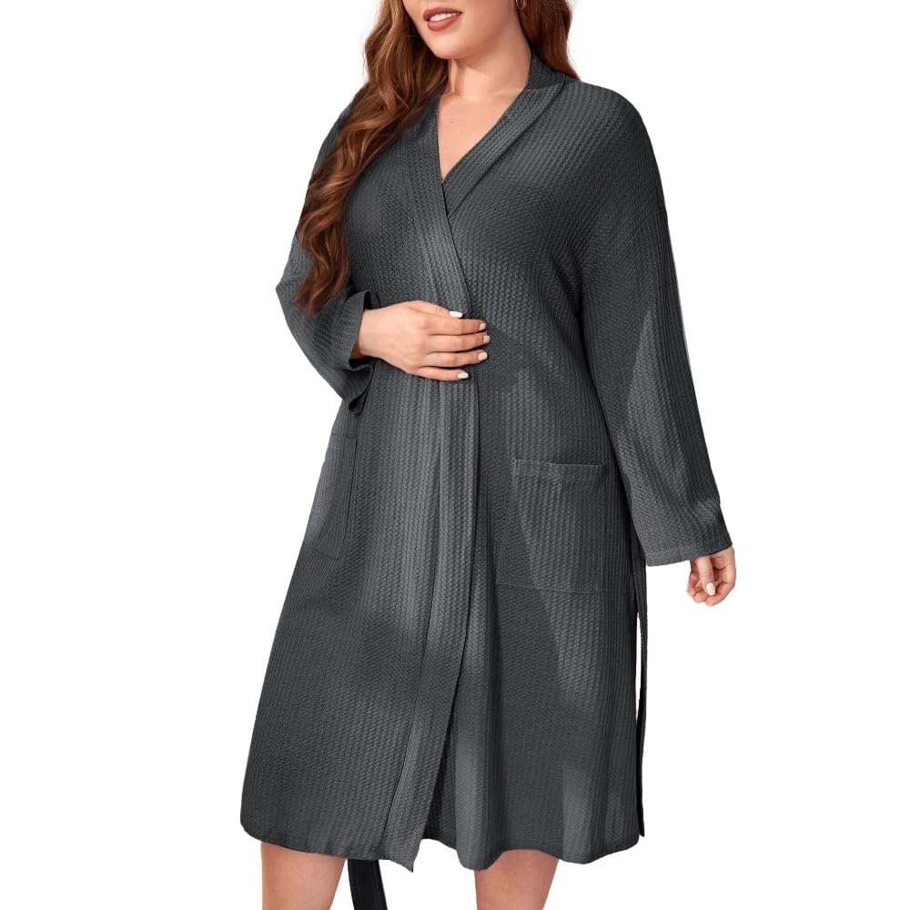 Hyfzxwx Women's A ’S Long Sleeve Robe With Pockets Plus Size Nightgown Loungewear Sleep Robe Trousers/A/5Xl