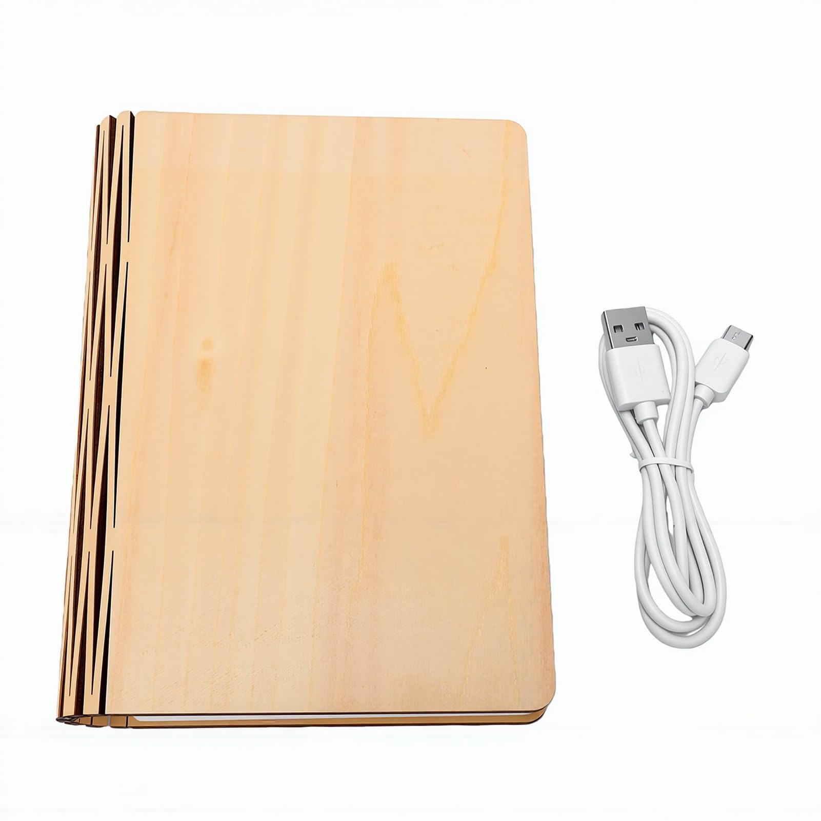 Klappbare Buchlampe aus Holz, 3000 K Bis 3500 K Warme LED | Einstellbares warmweißes Licht, Magnetverschluss, 1200 mAh, wiederaufladbarer Akku Typ C, 3,94 x 5,71 Zoll, für Frauen