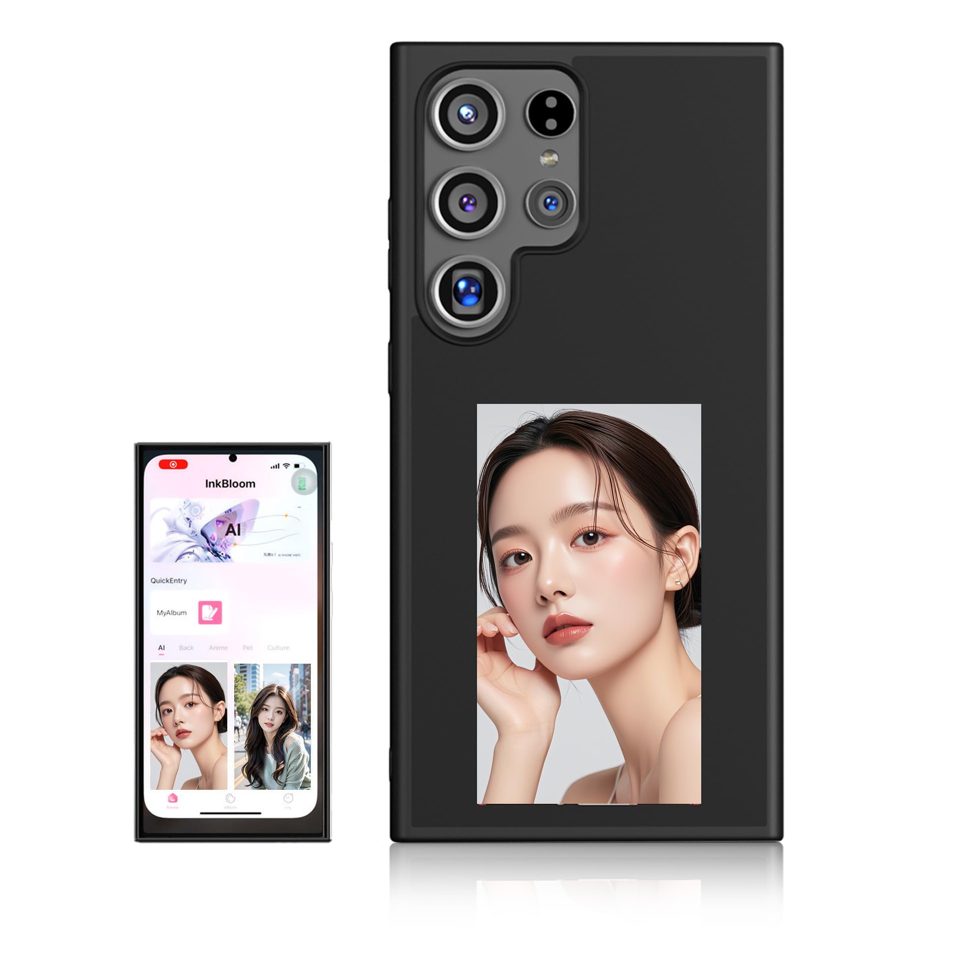 DIY E Ink Phone Case for S24 Ultra Phone, Smart Photo Rear Projection Customiza Case, E Ink Screen Protective Smart Phone Case, Instantly Display Photos On The Screen Back