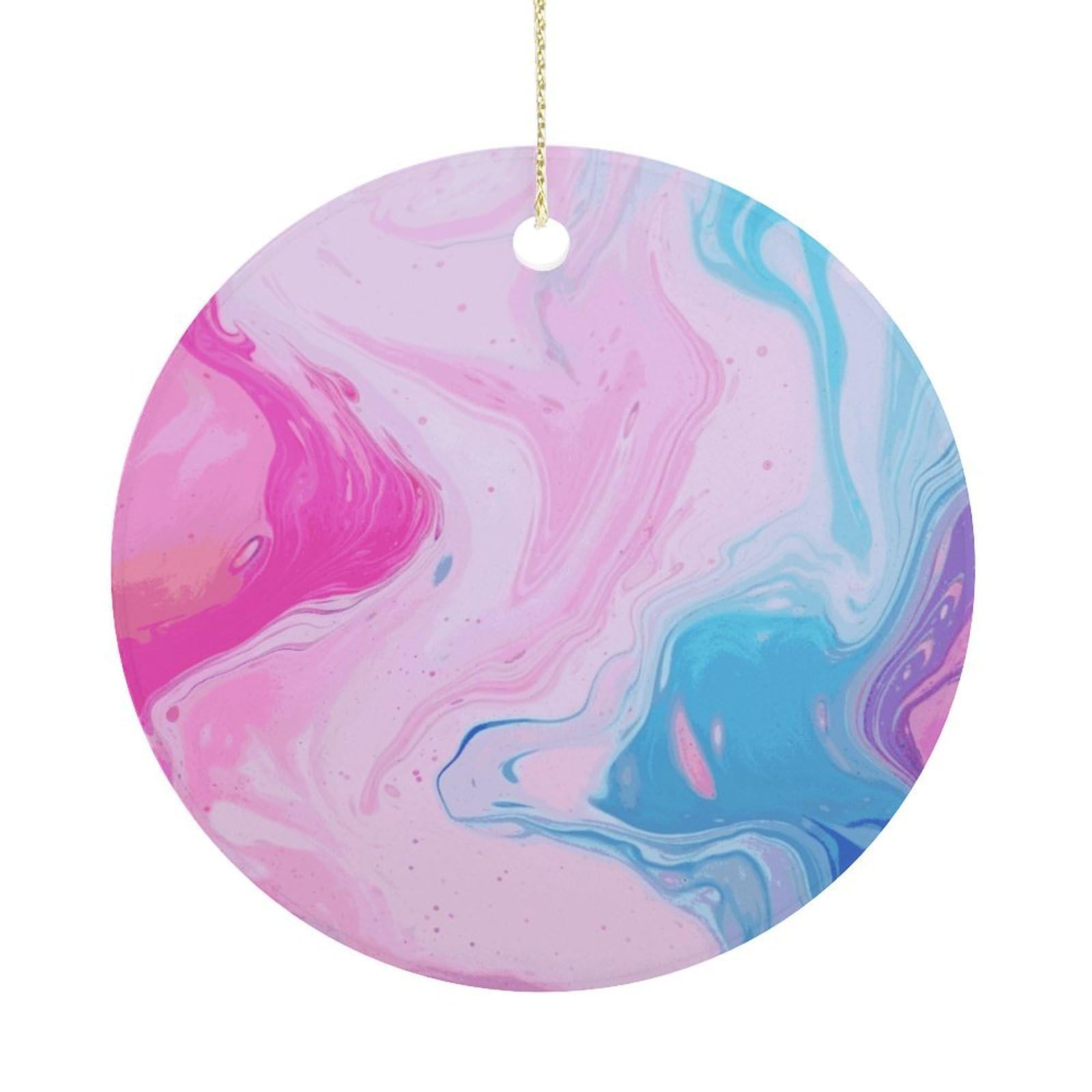 Colorful Marble Pastel Pink Blue Purple Christmas Ornaments Colorful Round Ceramic Ornament Christmas Hanging Decor Christmas Tree Decorations Xmas Keepsake for Women Men Xmas Holiday Party