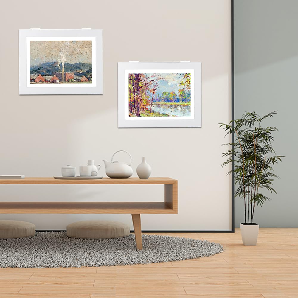 2 Stück Bilderrahmen Kinderzeichnungen a4 Ungefähr 33 * 25cm Bilderrahmen zum Aufklappen Bilderrahmen für Kinderzeichnungen Ideal für Kunstprojekte, Schulen, Zuhause (Weiß)