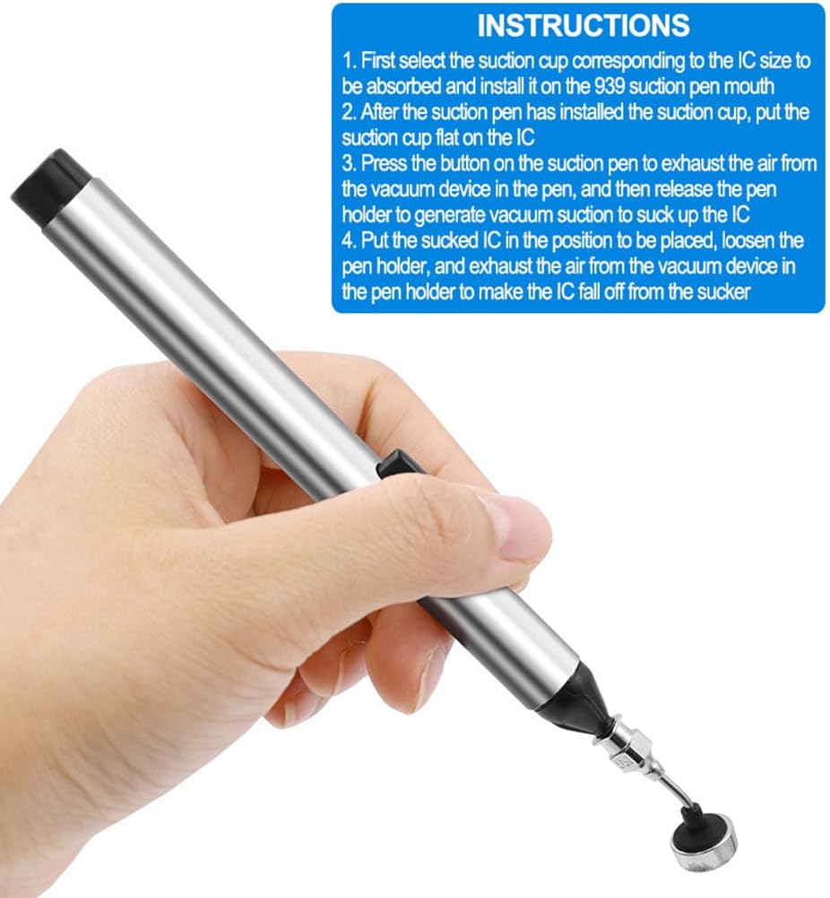 IC Tweezers Pick Up Tool Vacuum Sucking Pen with 3 Headers