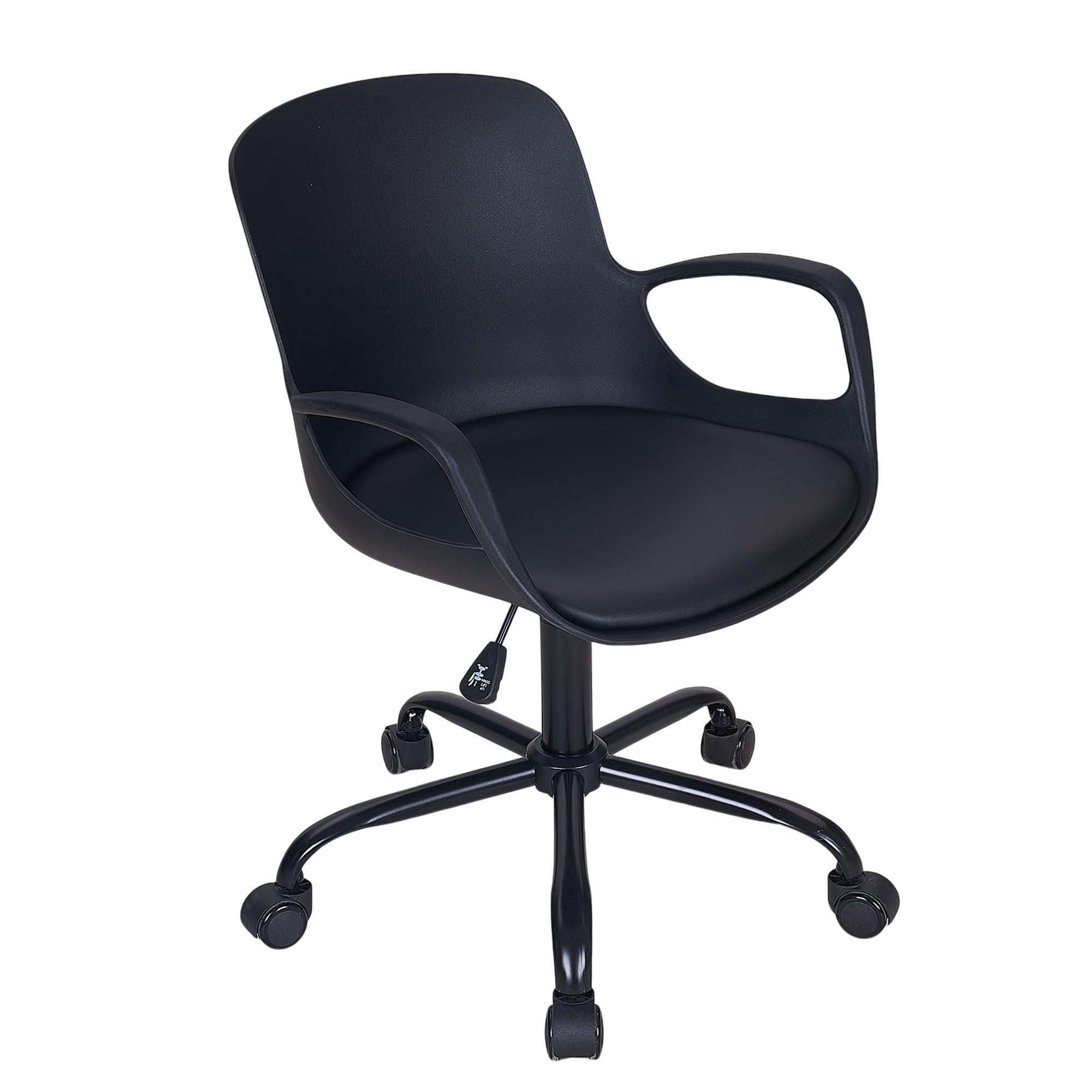 VECELO Mid-Back Chair for Desk with Armrests, Height Adjustable, 360°Swivel Wheels for Home Office Computer Study Work, Black