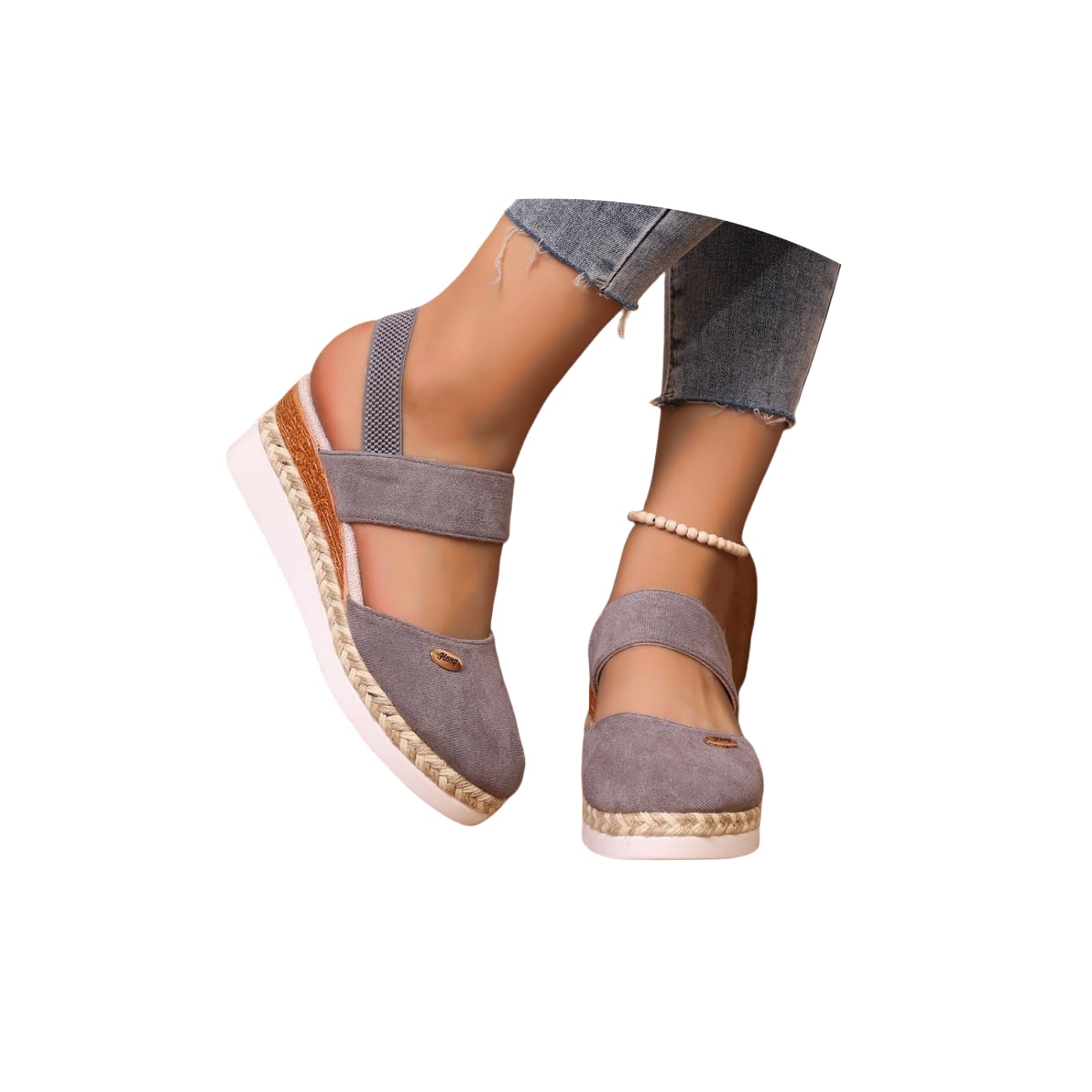 Closed Toe Platform Wedge Sandals Espadrilles Wedges for Women 2025 Dressy Flat Open Toe Comfortable Anti Slip Summer Shoes with Adjustable Buckle