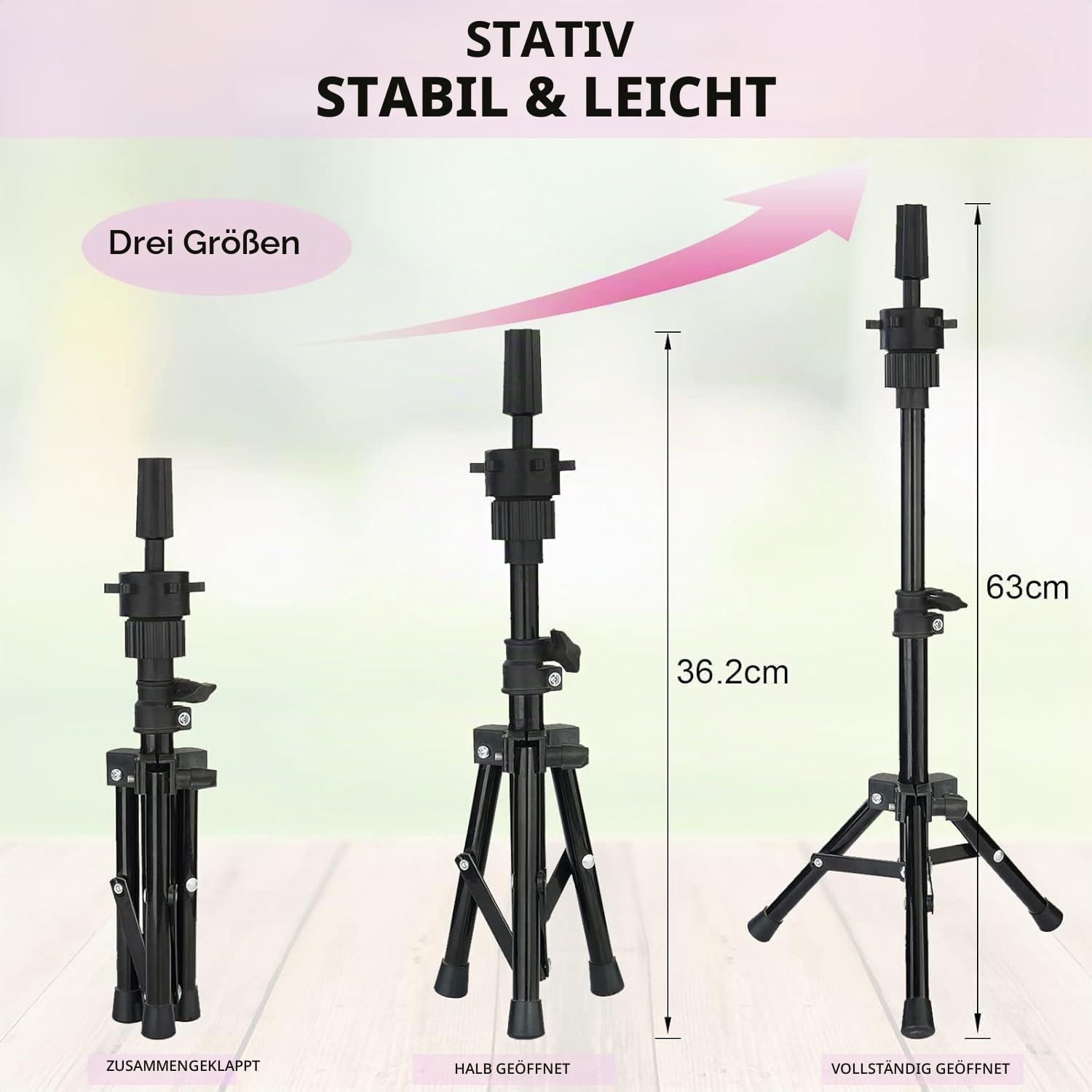 Neverland Beauty & Health 23" (58cm) Perückenkopf mit Ständer, Tischklammer, T-Stifte, Perückenkappe