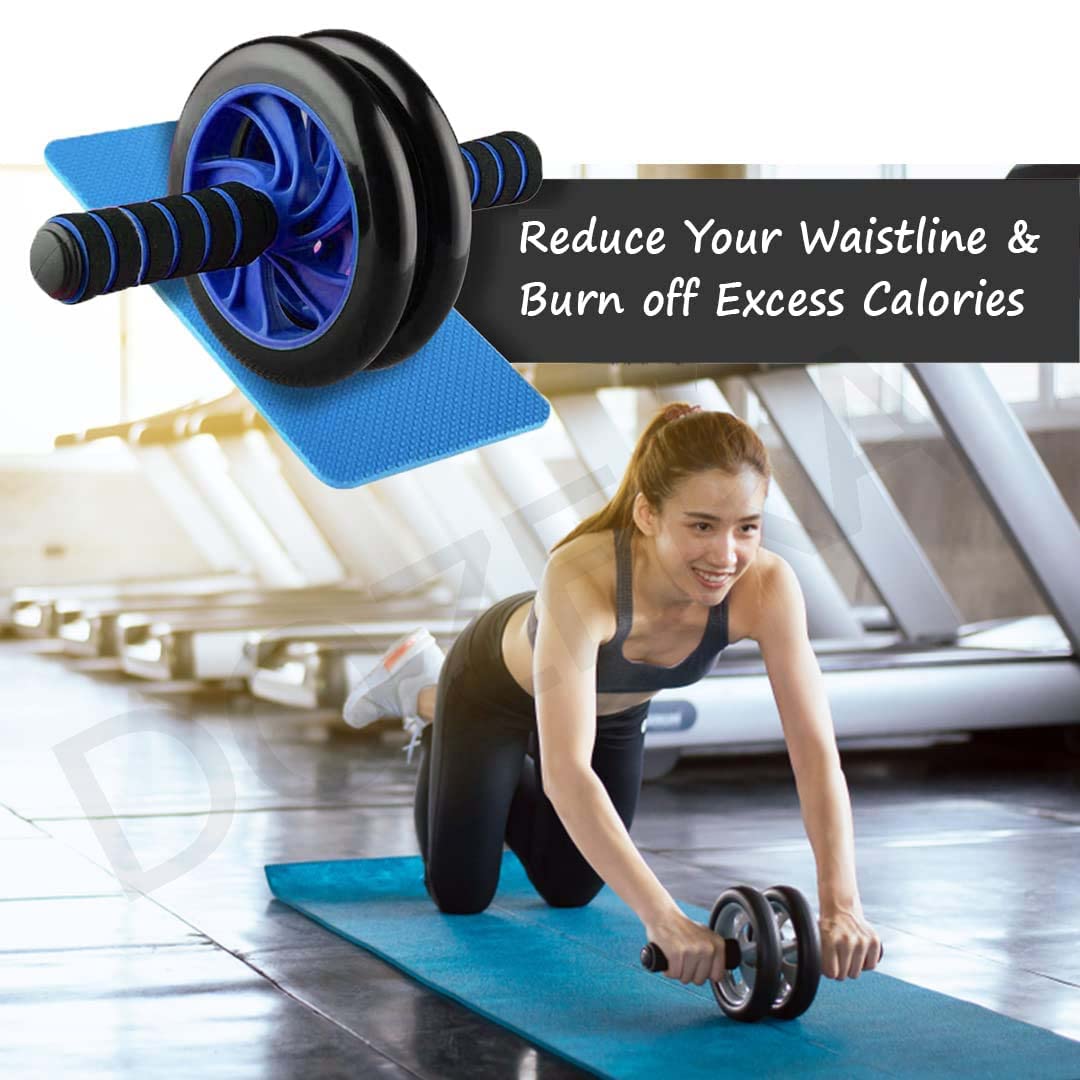 DOZERA Anti Skid Double Wheel Total Body AB Roller for Abdominal Stomach ab excersice Equipment with Knee Mat, Exercise Wheels for Home Gym Fitness Equipment. 1