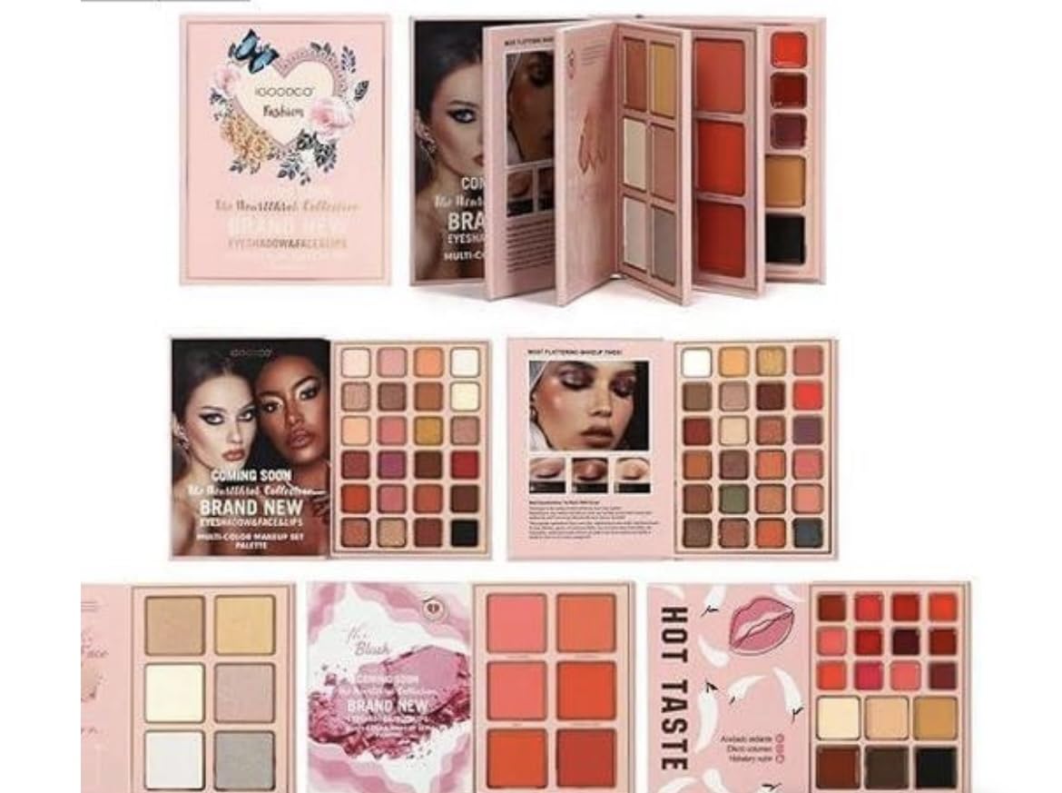 4-in-1 makeup book Eyeshadow, Highlighter, Blusher Contour, Bronzer Powder Palette - Multicolour-picture-22