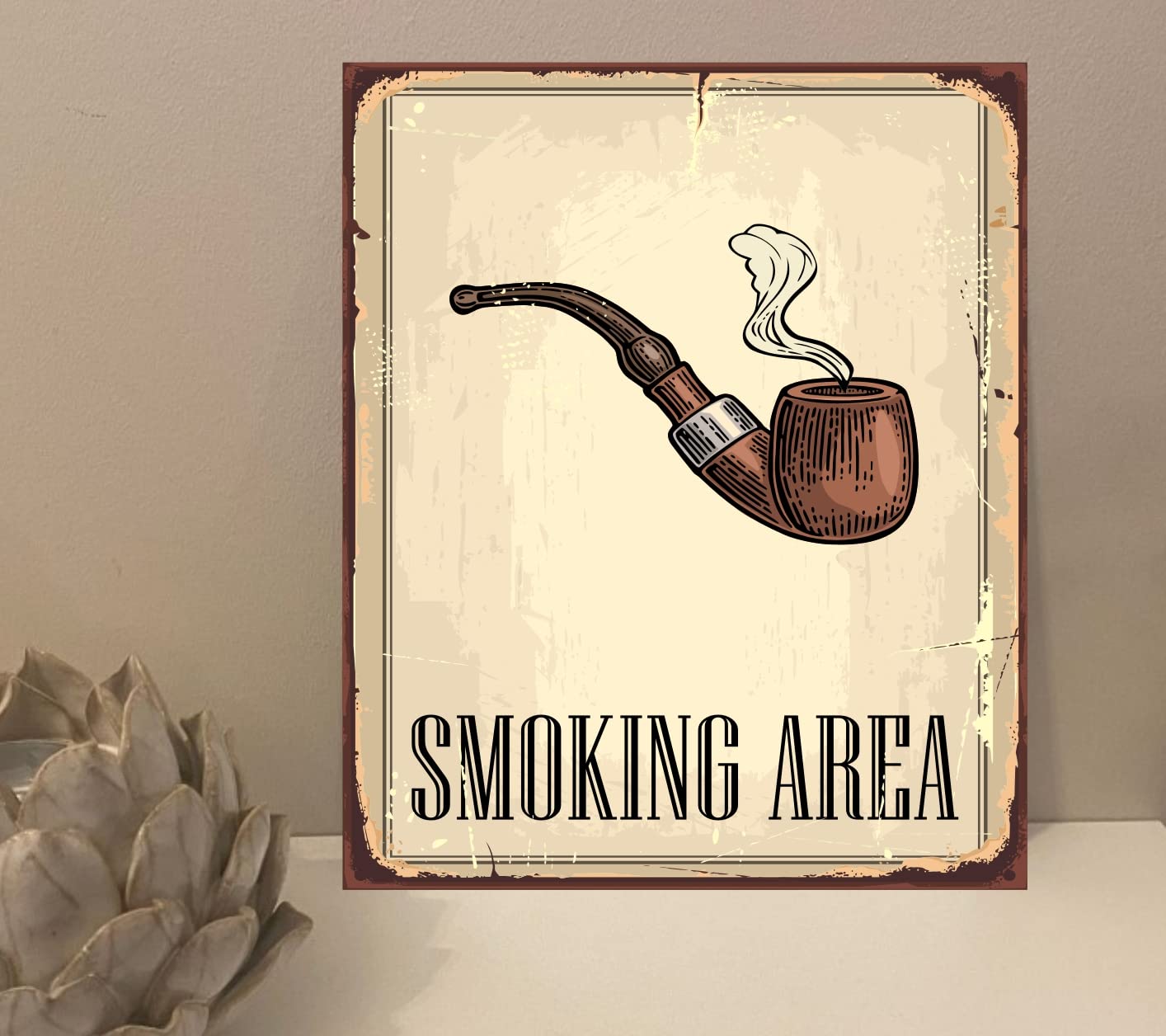 1x Smoking Area Retro Metal Plaque Sign Gift House Novelty (mt769) (250mm x 200mm)