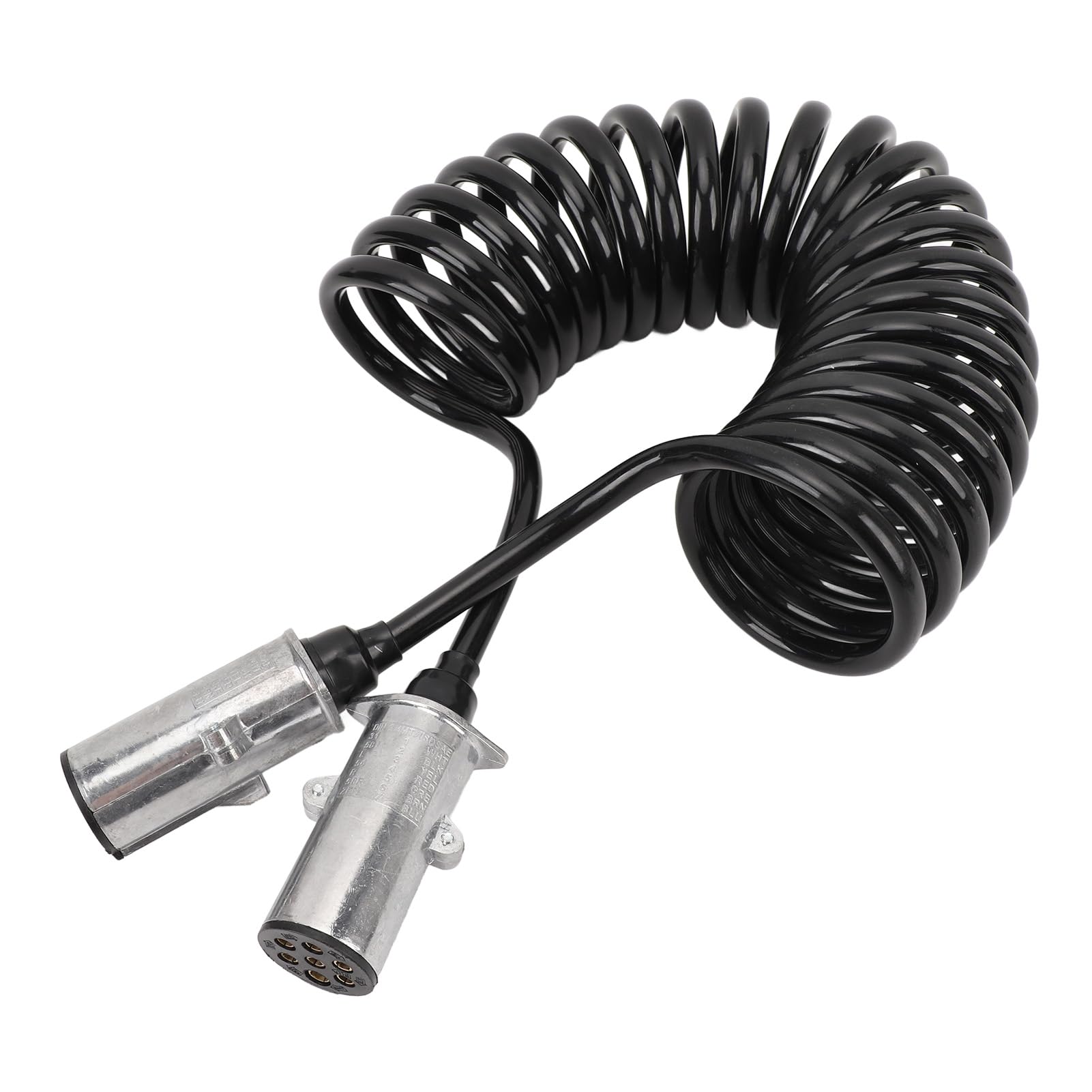 Trailer Electric Power Cable, 7 Way Trailer Cord Heavy Duty Coiled 7 Way Electrical Power Wire for Semi Trucks Tractors Trailer