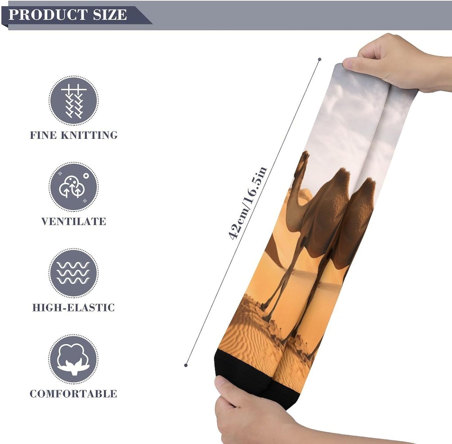 Desert Sand Camel Mid-Calf Socks Women Warm Knee High Socks Cozy Hiking Skiing Soft Boot Mid Calf Stocking Unisex