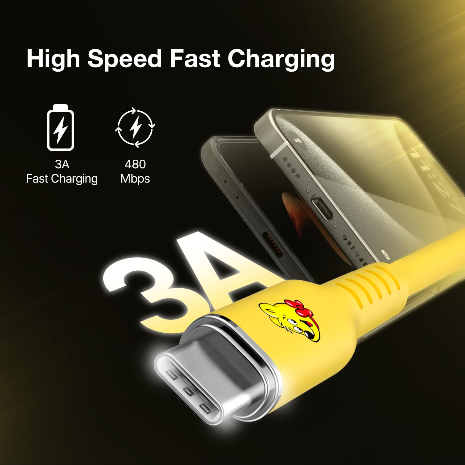 Haribo - Cable USB C a USB C (paquete de 2, 5 pies), carga rápida PD de 60 W, cables de carga USB 2.0 estilo oso de goma para iPhone, Samsung Galaxy