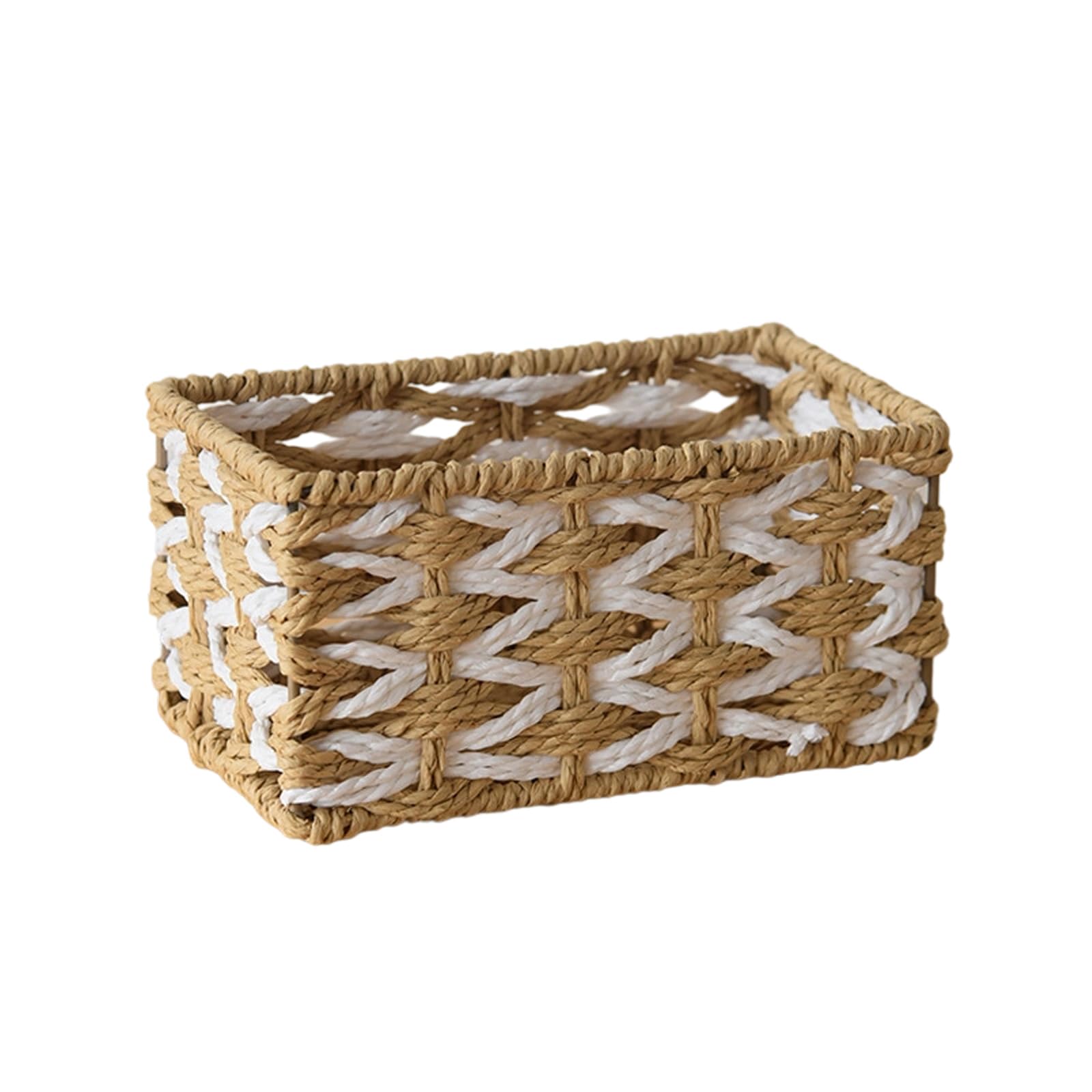 Handwoven Paper Rope Basket Woven Organiser Box Storage Bin for Toy Cosmetics Jewelry Entryway Table Living Room Bedroom Paper Rope Storage Basket