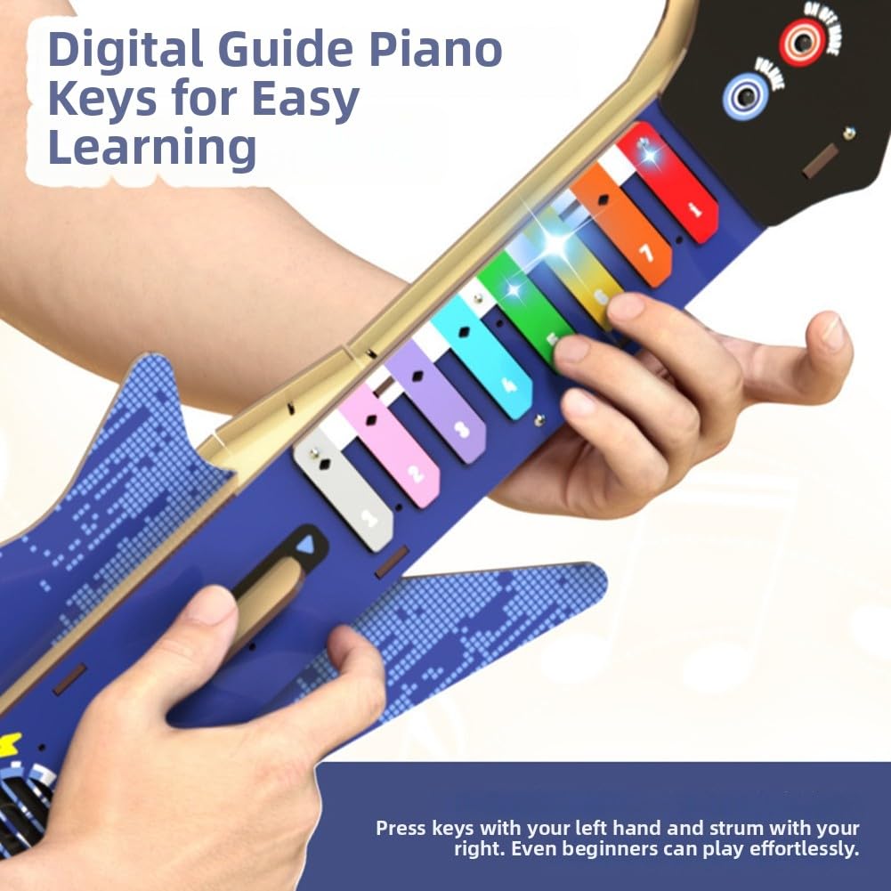 Drewniana gitara "zrób to sam", zestaw do samodzielnego montażu dla dzieci, instrument muzyczny do samodzielnego montażu z prawdziwymi strunami, zabawka edukacyjna wspierająca kreatywność