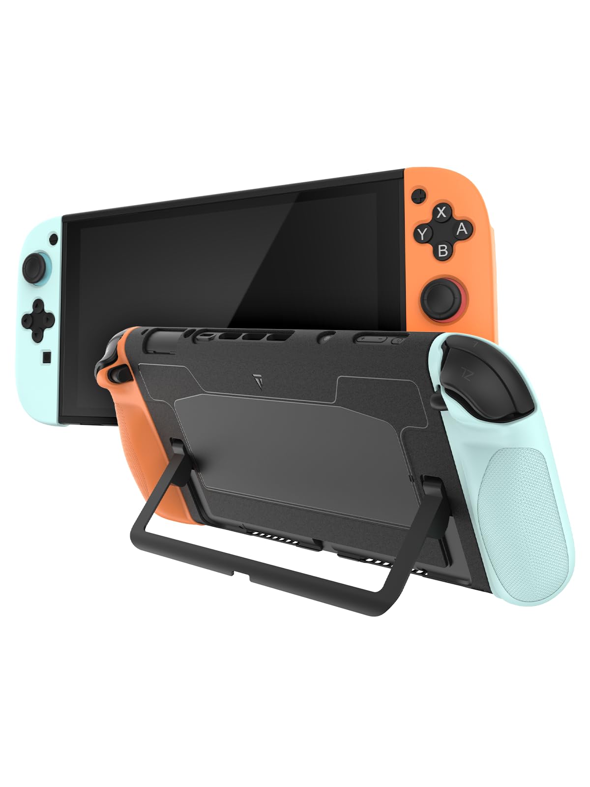TUDIA Custodia a Scatto Compatibile con Nintendo Switch 2 (2025) [Accesso al Supporto] Cover Sottile e Antigraffio per Impugnatura Ergonomica in TPU Antiurto (Rosso/Blu, Retro Nero)